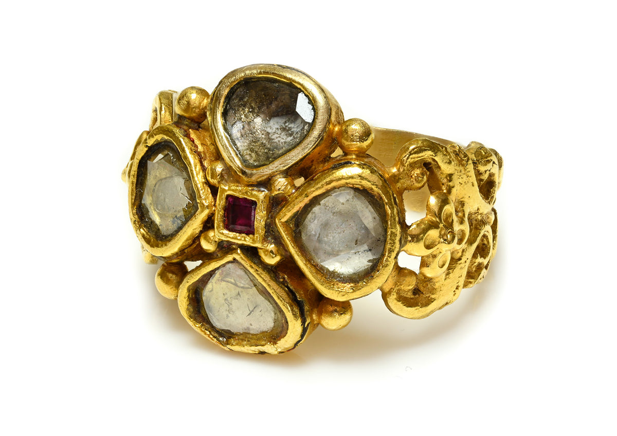 16th Century Renaissance Table-Cut Diamond Ruby Ring