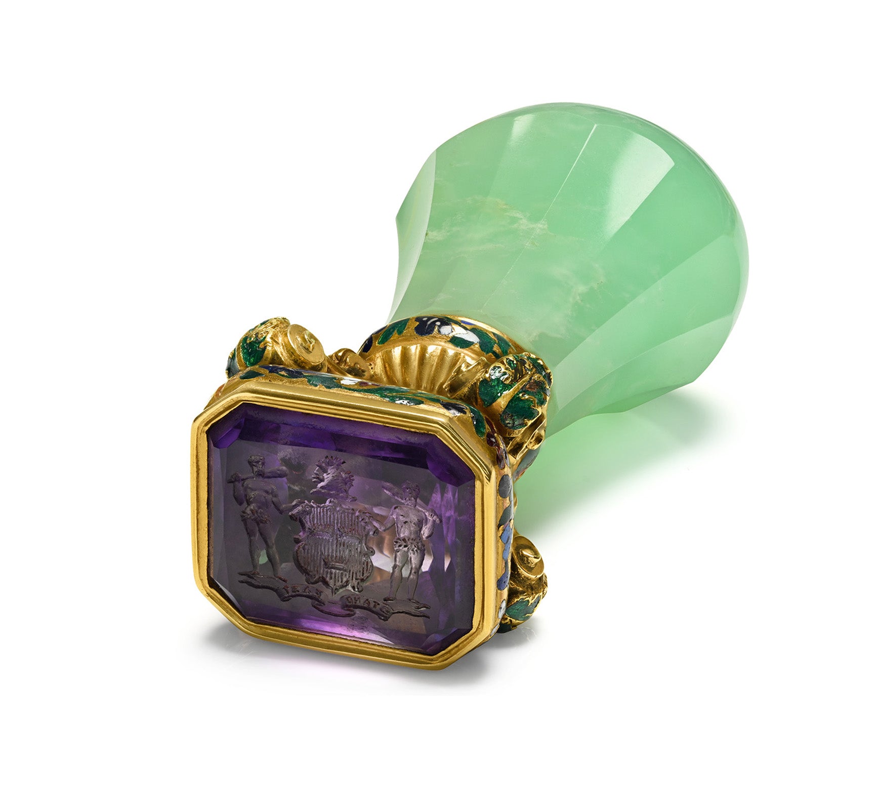 A Renaissance Revival Object of Vertu in Gold, Enamel, Amethyst Chrysoprase