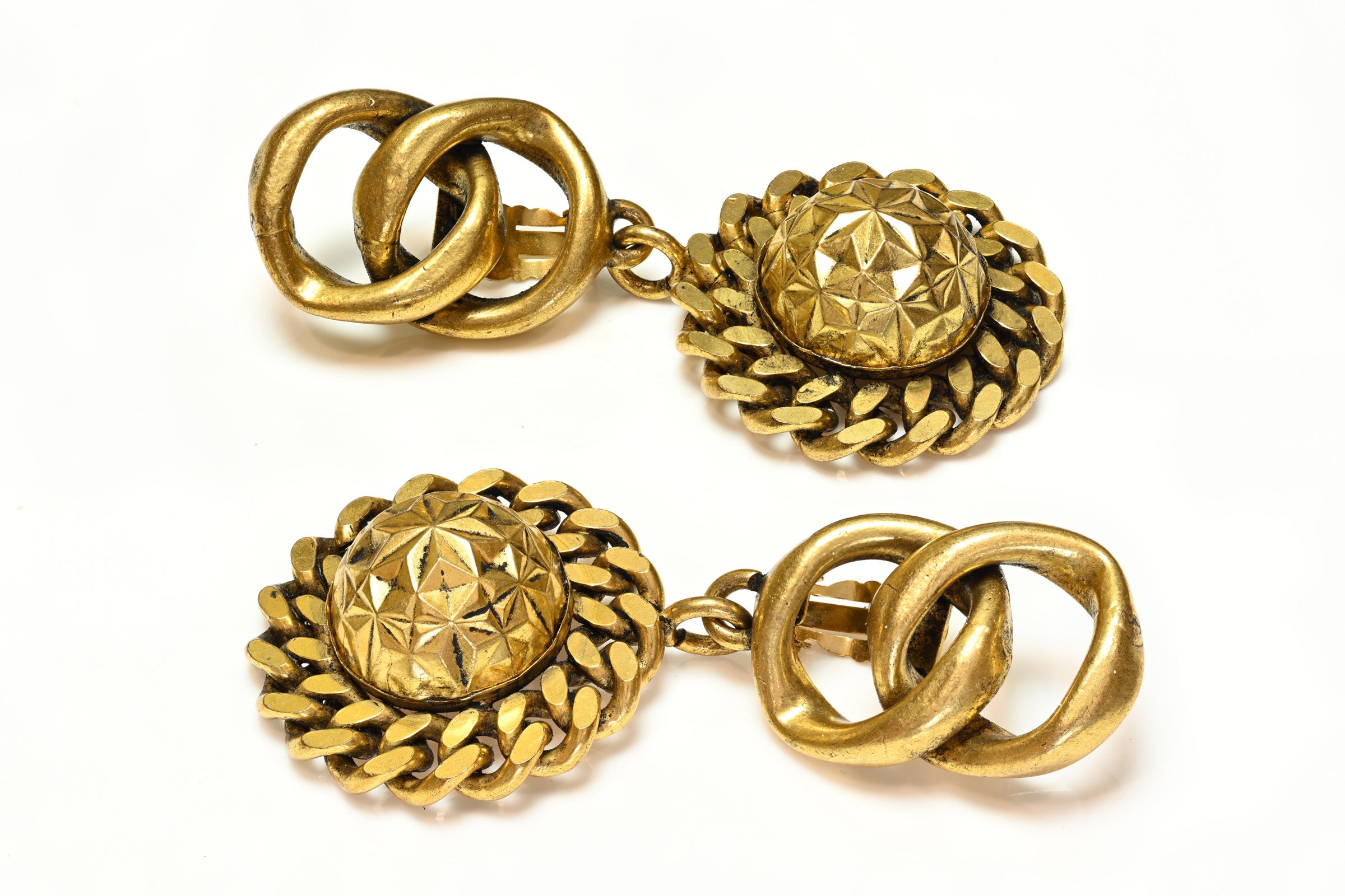 Vintage 1980's French Haute Couture Chain Large Earrings