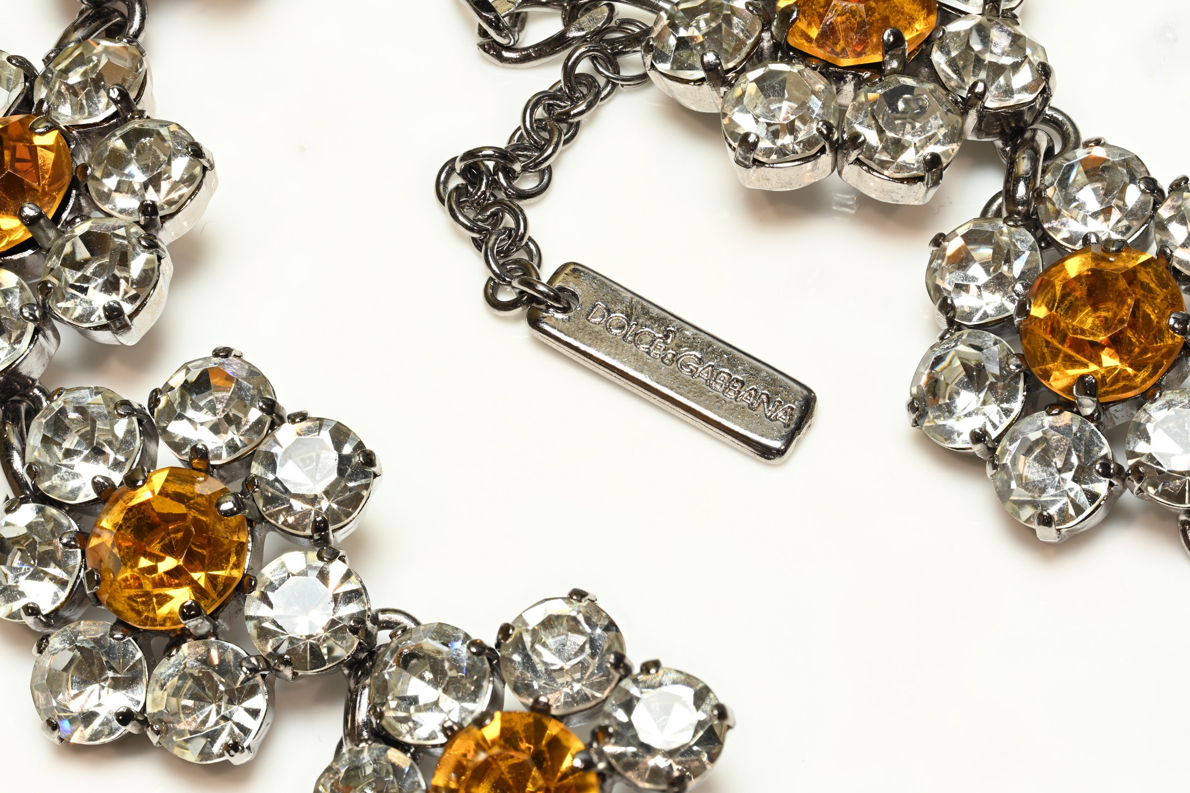 Vintage Dolce & Gabbana Yellow Crystal Flower Chain Belt 4