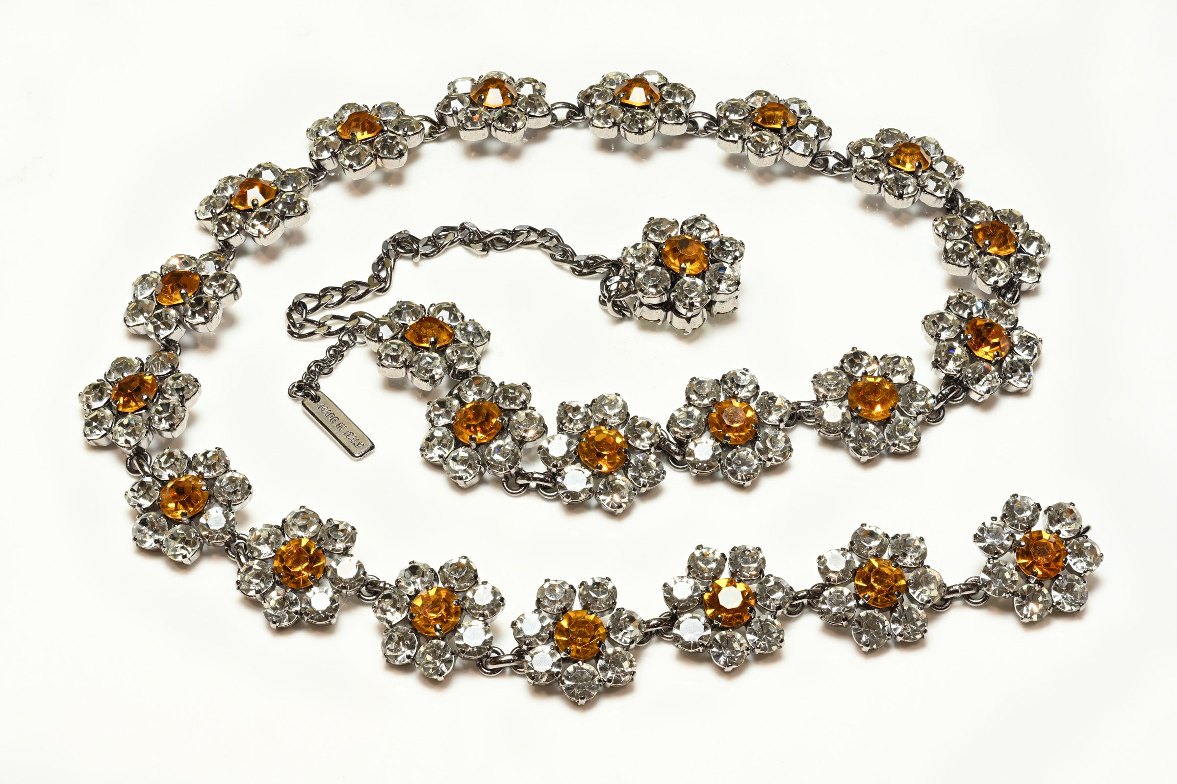 Vintage Dolce & Gabbana Yellow Crystal Flower Chain Belt