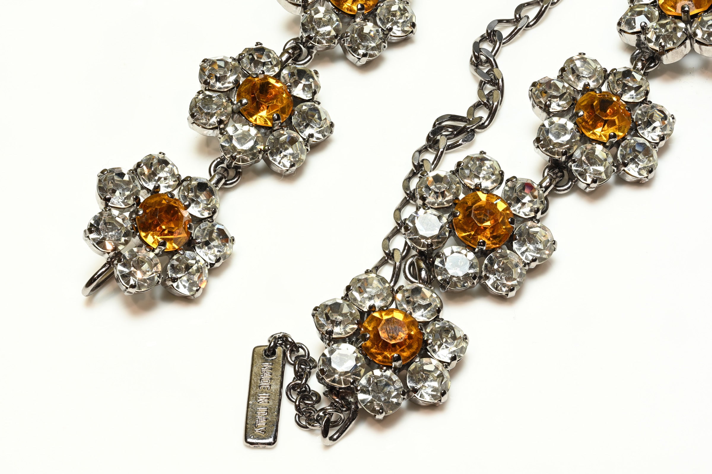 Vintage Dolce & Gabbana Yellow Crystal Flower Chain Belt 2