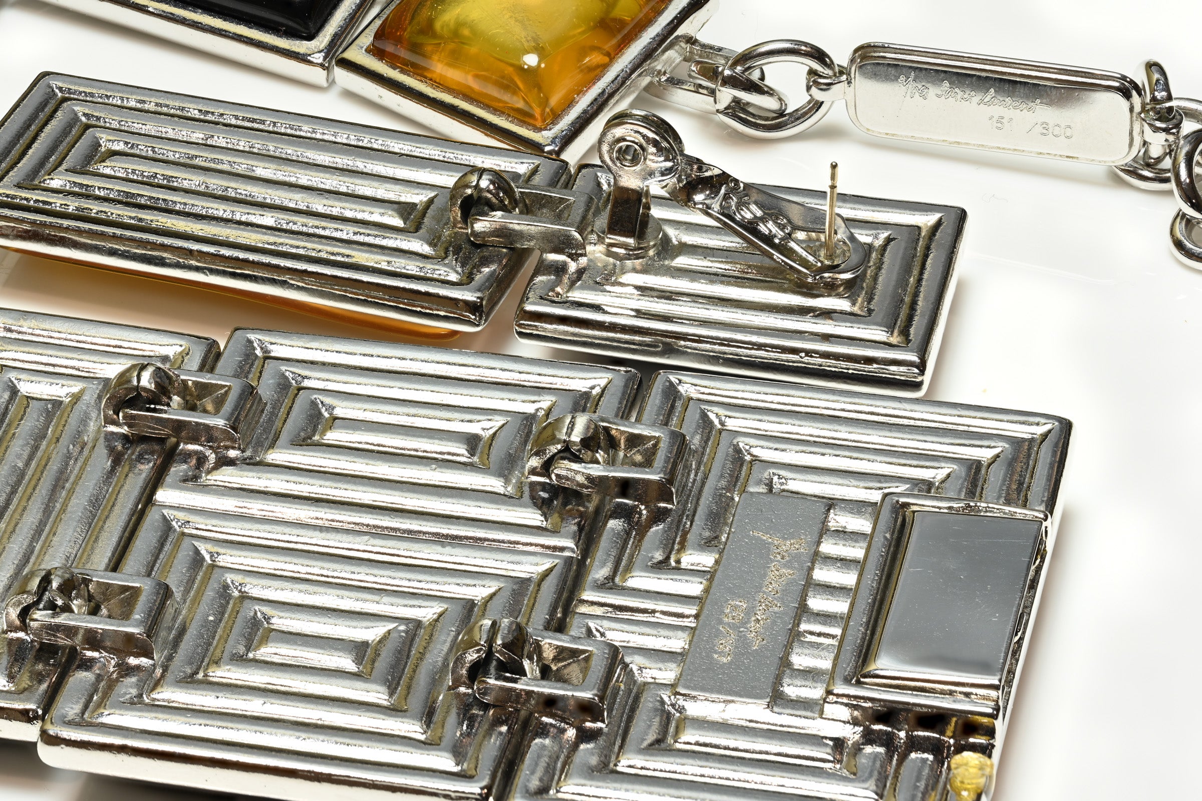 Vintage Yves Saint Laurent Red Yellow Black Mondrian Style Set 4