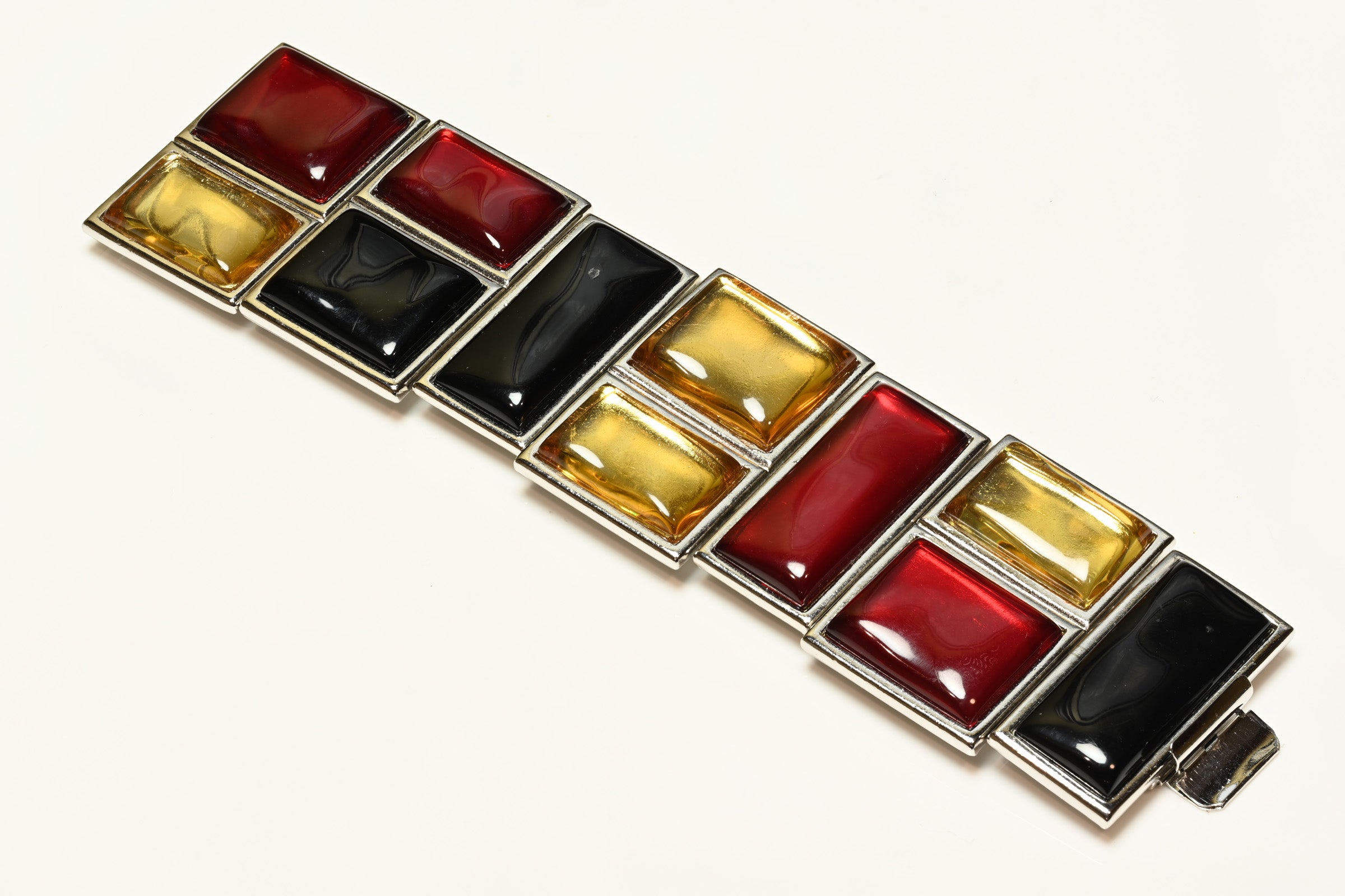 Vintage Yves Saint Laurent Red Yellow Black Mondrian Style Set 3