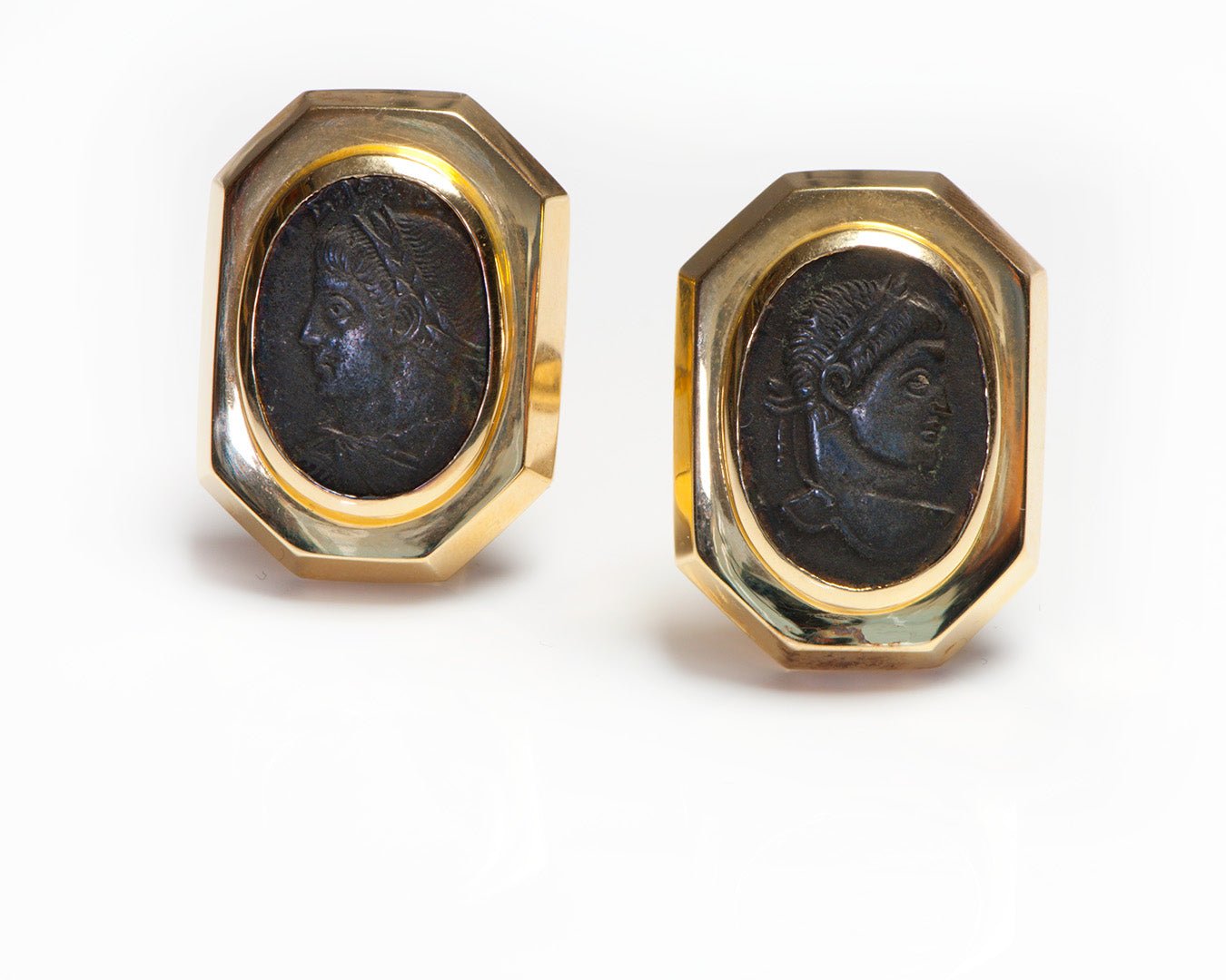 3rd Century AD Roman Bronze Coin 18K Gold Cufflinks