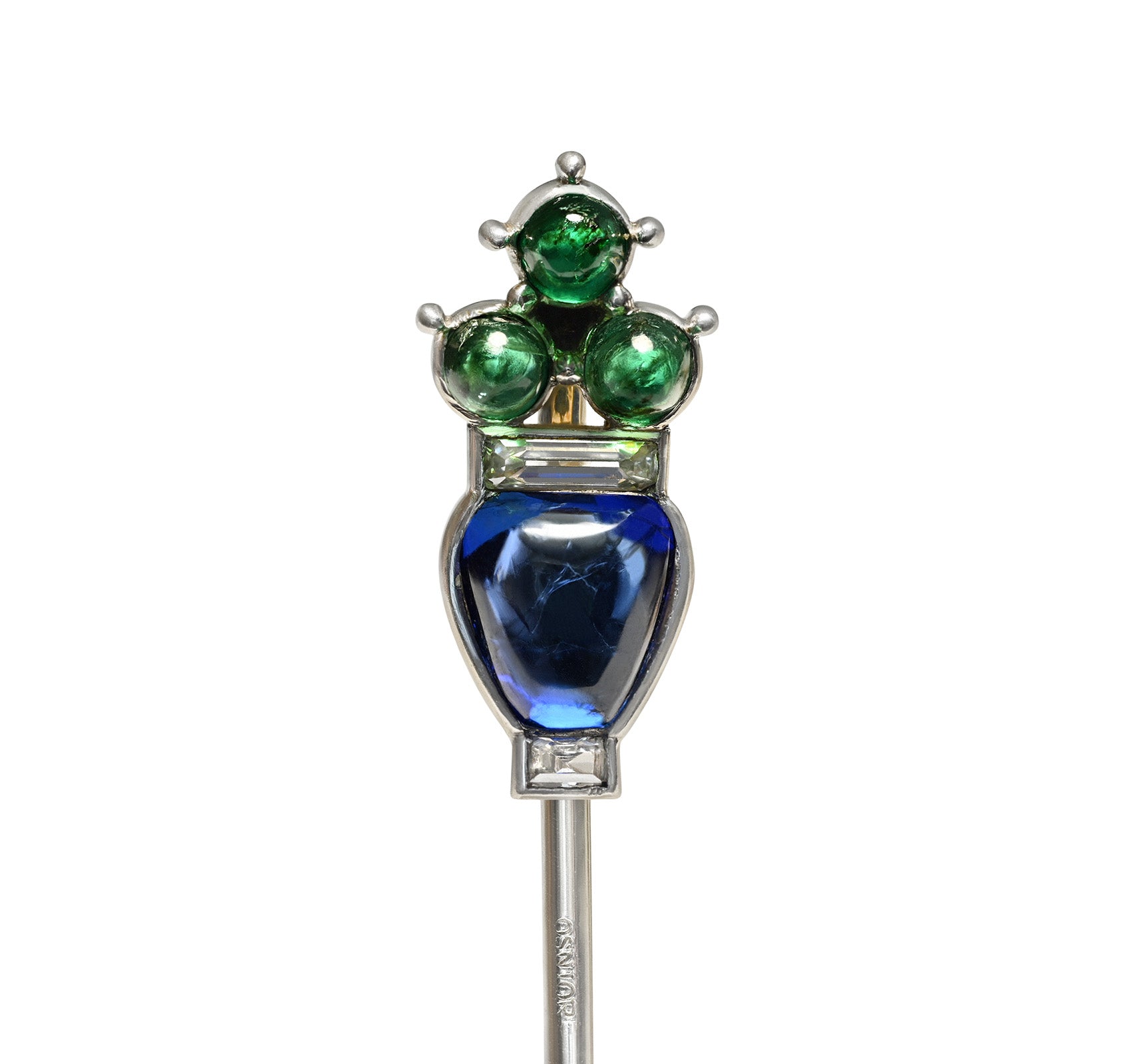 Cartier Tutti Frutti Emerald Sapphire Diamond Stick Pin