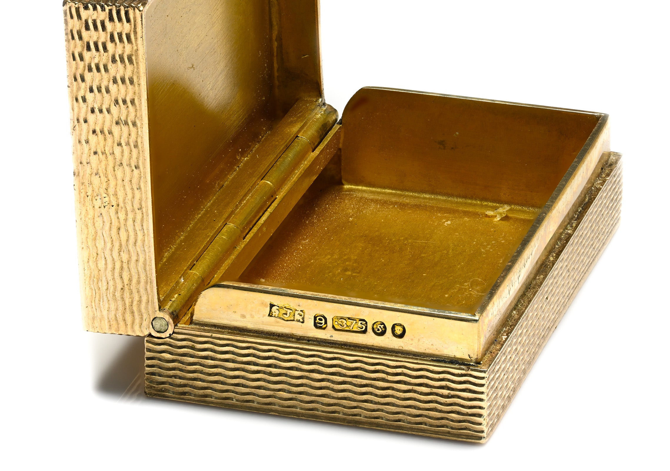 Refined Antique English Gold Box with Engine-Turned Hallmark