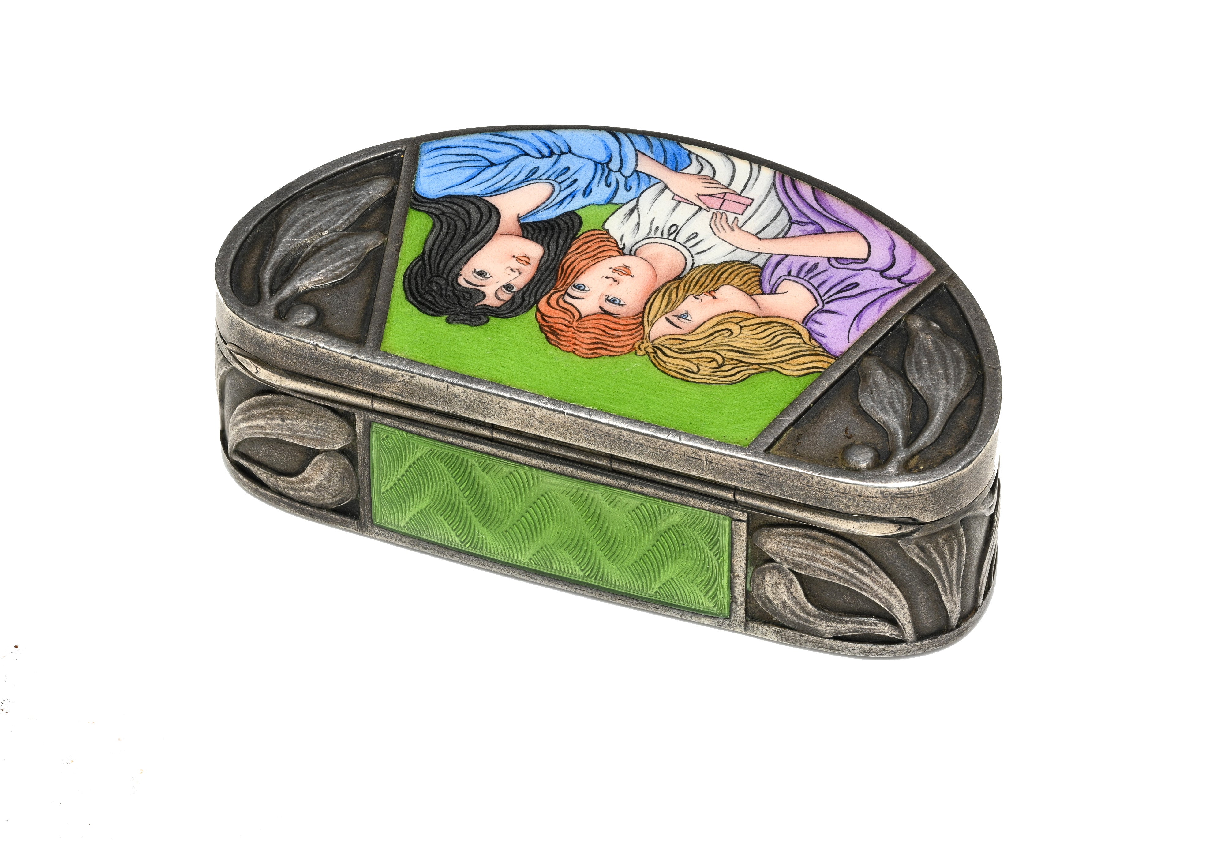 Art Nouveau Georg Adam Scheid by Josef Maria Auchentaller Silver enamel box