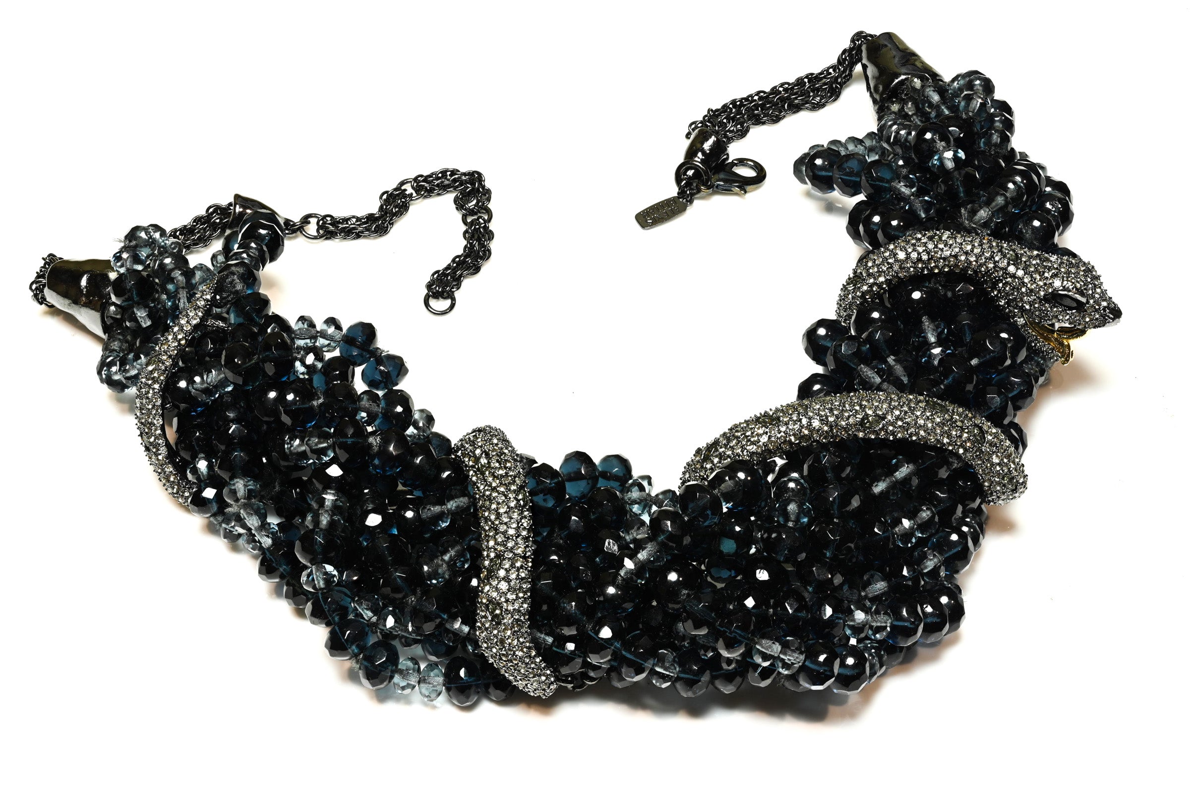 Alexis Bittar Navy Blue Beads Crystal Snake Necklace 2