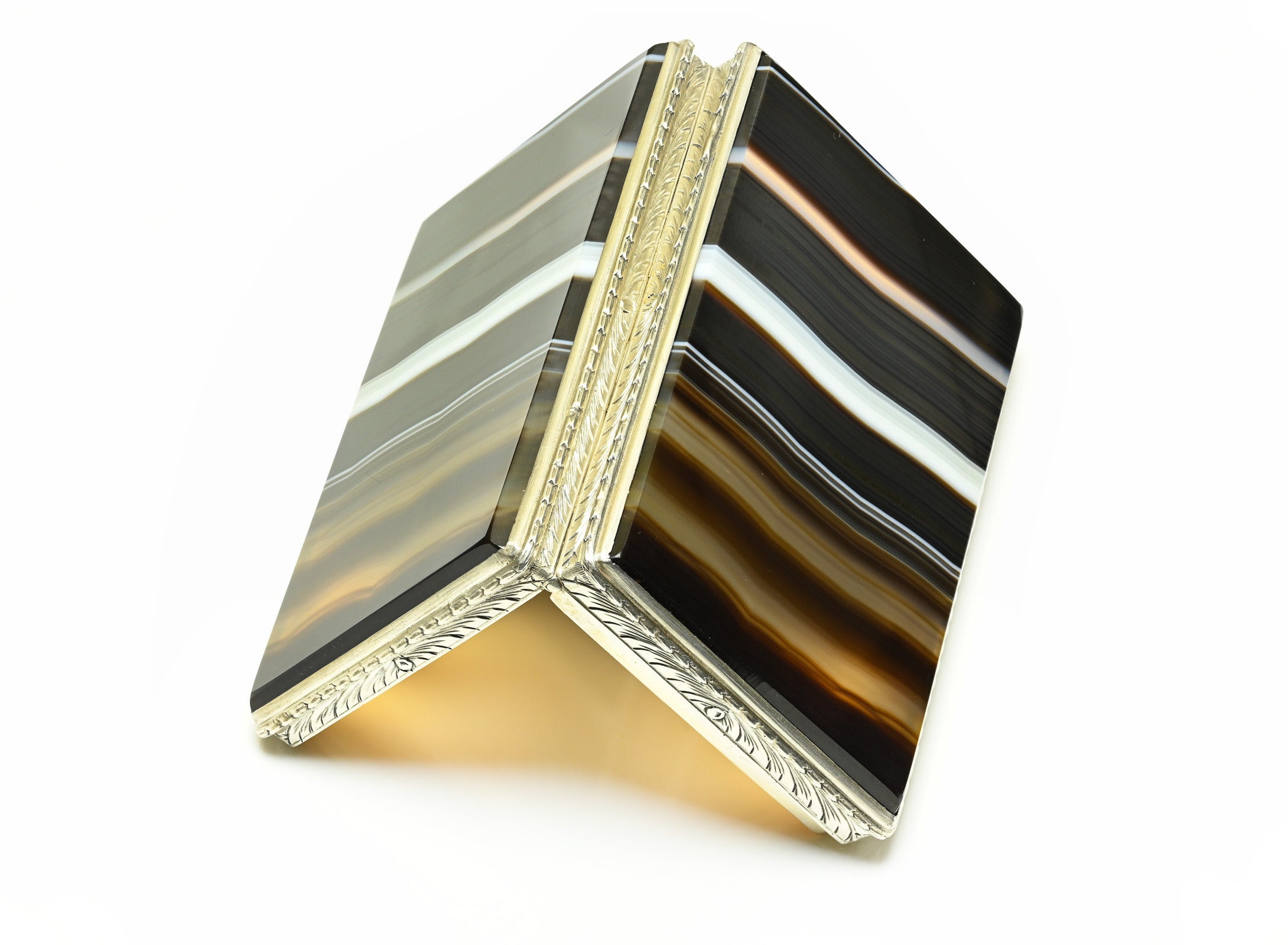 Victorian Silver Banded Agate Box – Antique Treasure