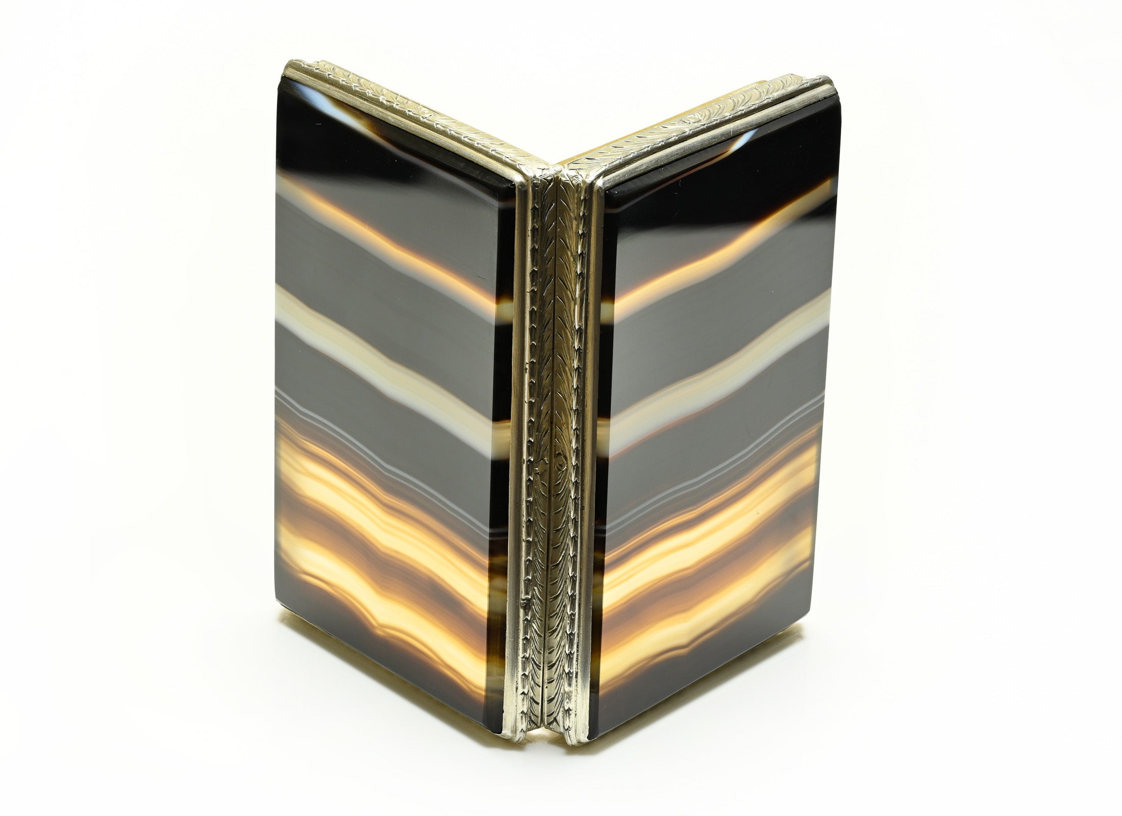 Victorian Silver Banded Agate Box – Antique Treasure