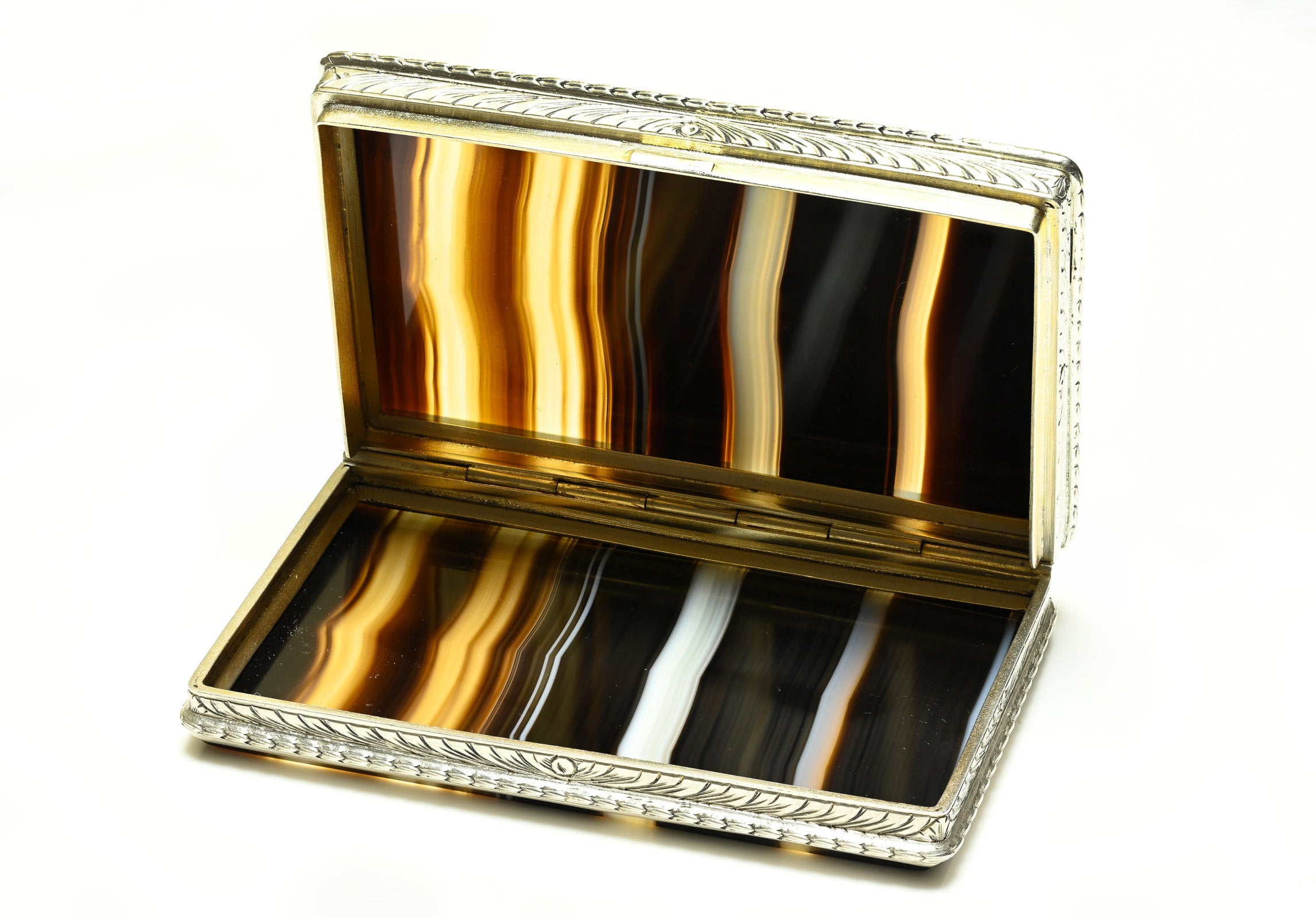Victorian Silver Banded Agate Box – Antique Treasure
