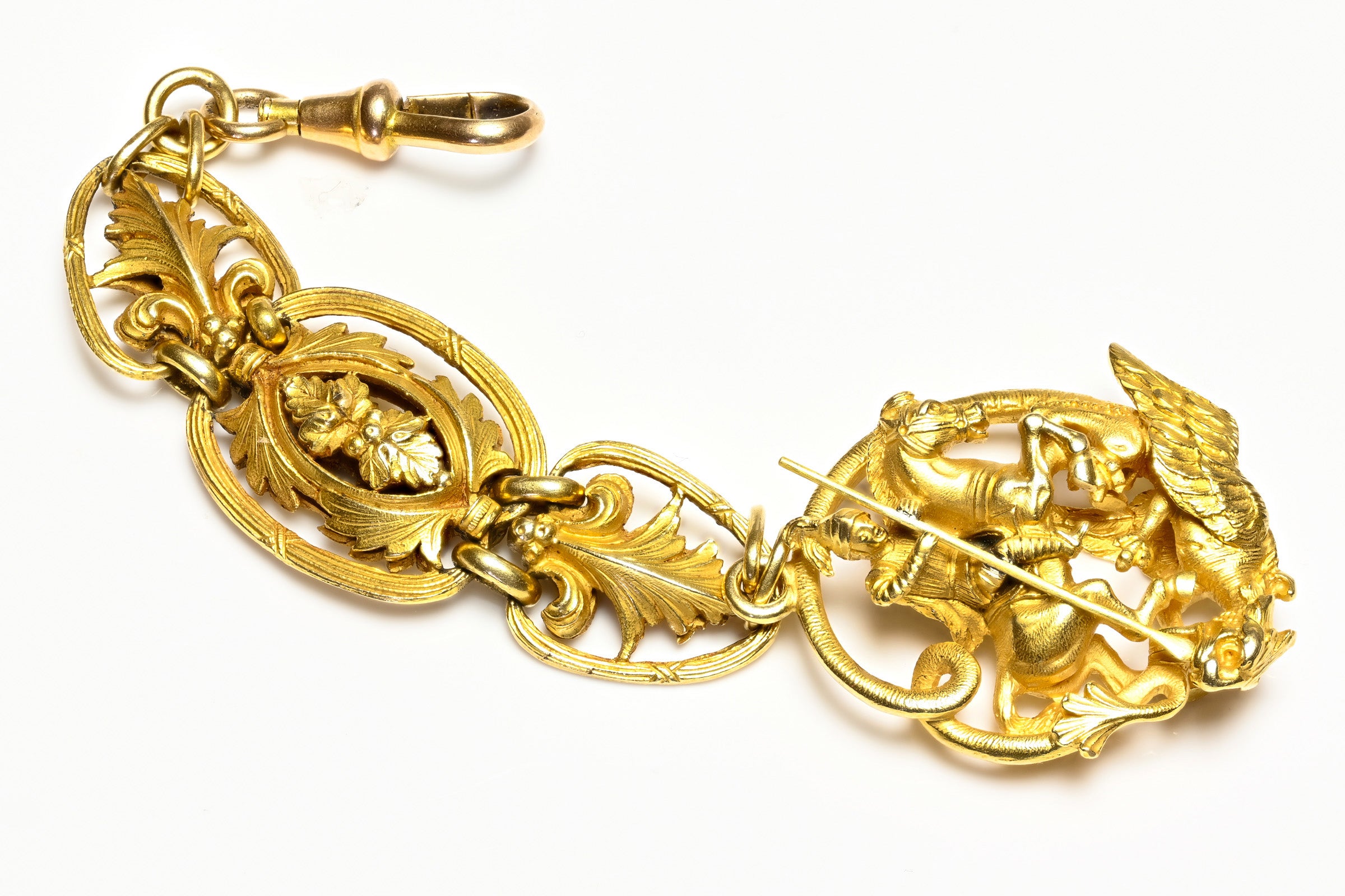 Antique Gold Saint George Slaying the Dragon Fob