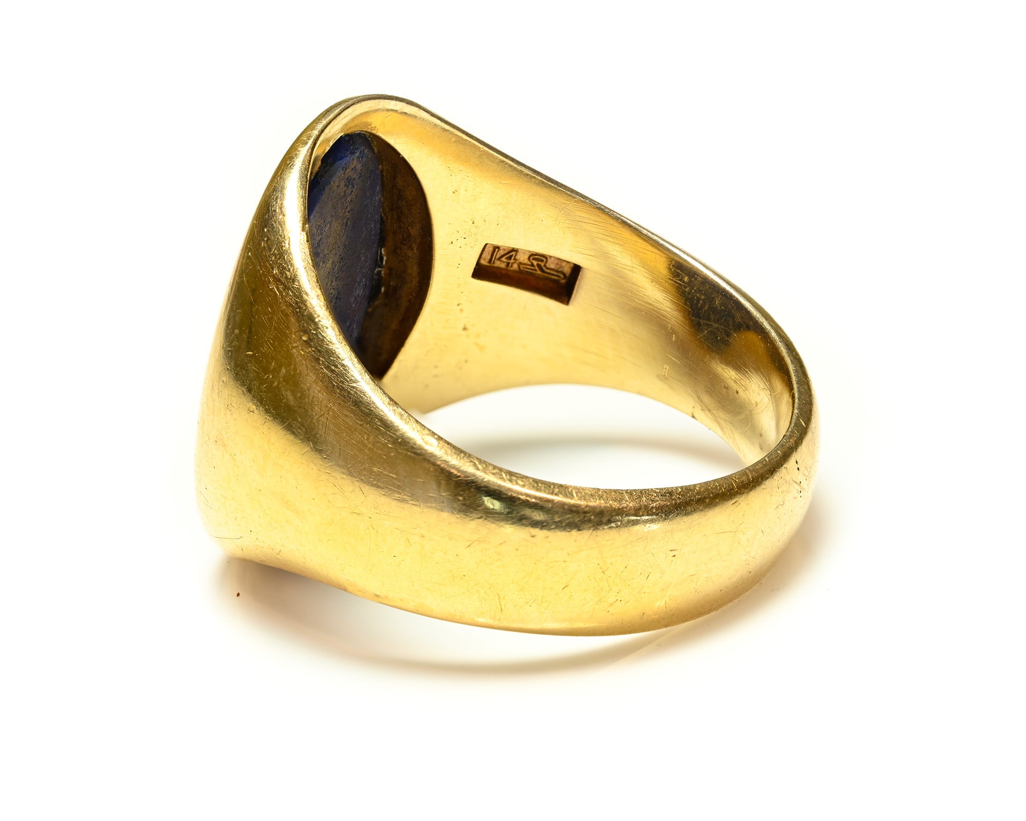 Antique Larter & Sons 14K Gold Carved Crest Signet Ring