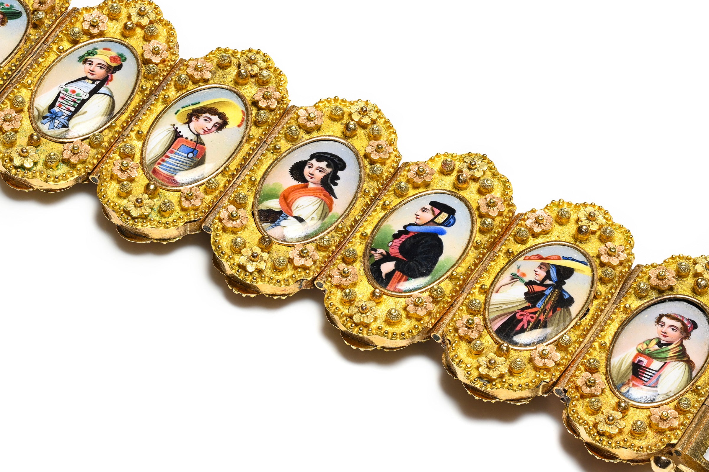 Antique Victorian Gold Swiss Enamel Bracelet