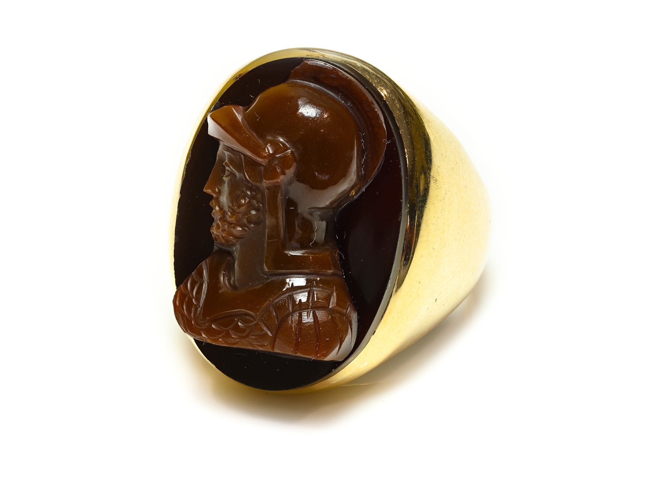Antique Gold Ring Roman Soldier Cameo Men’s Ring