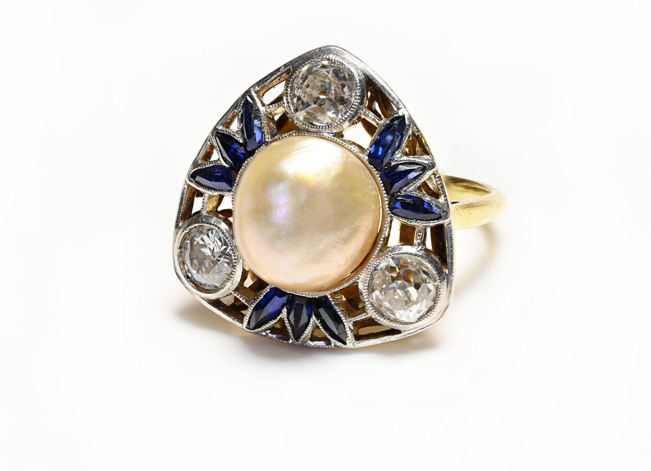 Diamond Ring 18k antique art nouveau