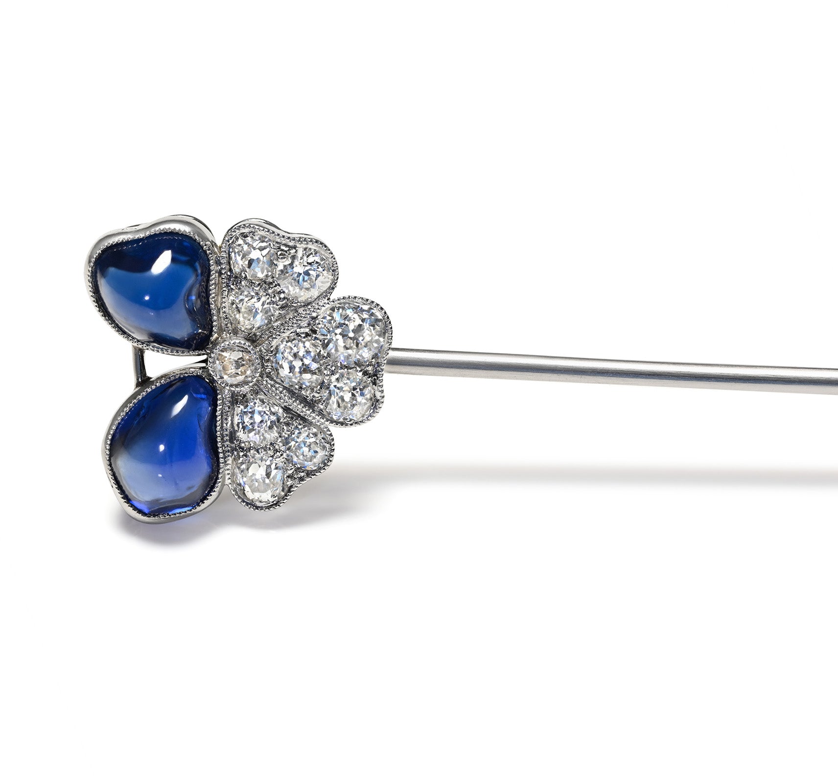 Edwardian No Heat Burma Sapphire Diamond Hat Pin