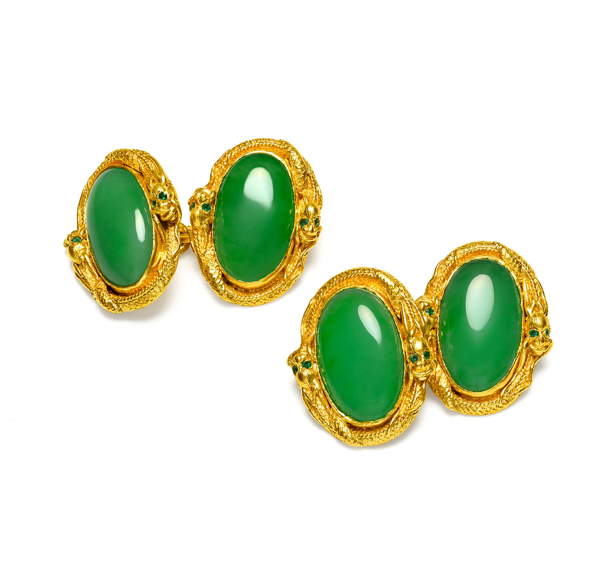 Antique Chinese Jadeite 24K Gold Cufflinks by Bailey Banks & Biddle