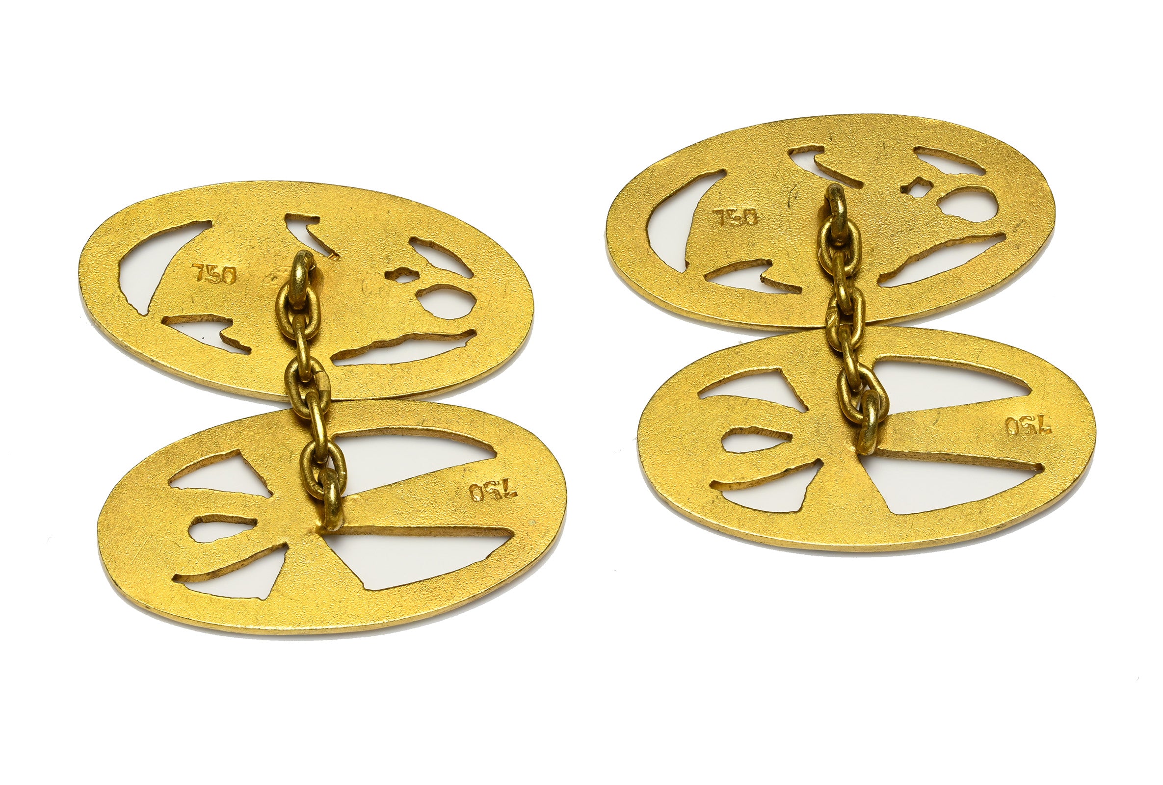 Antique Victorian Egyptian Revival 750 Yellow Gold Ankh and Papyrus Cufflinks