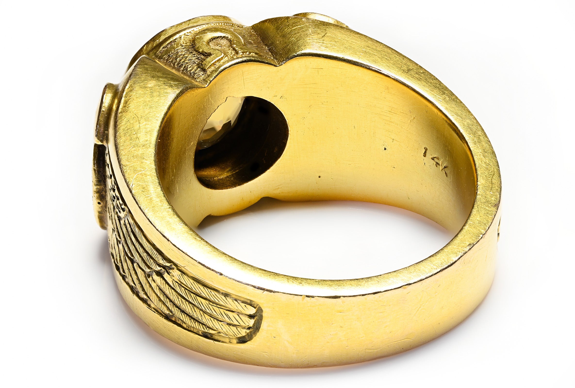 Egyptian Revival Gold Snake Natural Zircon Men's Ring