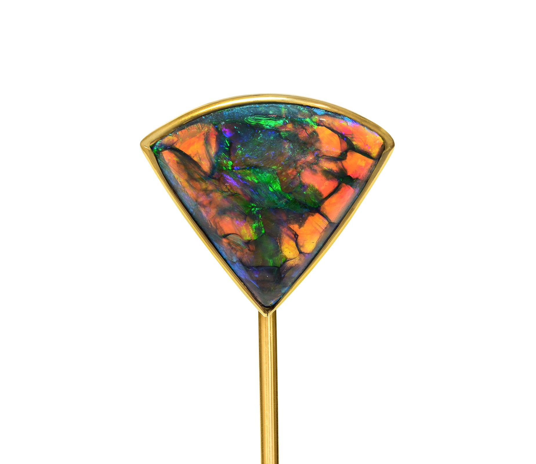 Antique Gattle & Co. Natural Black Opal 18K Gold Stick Pin