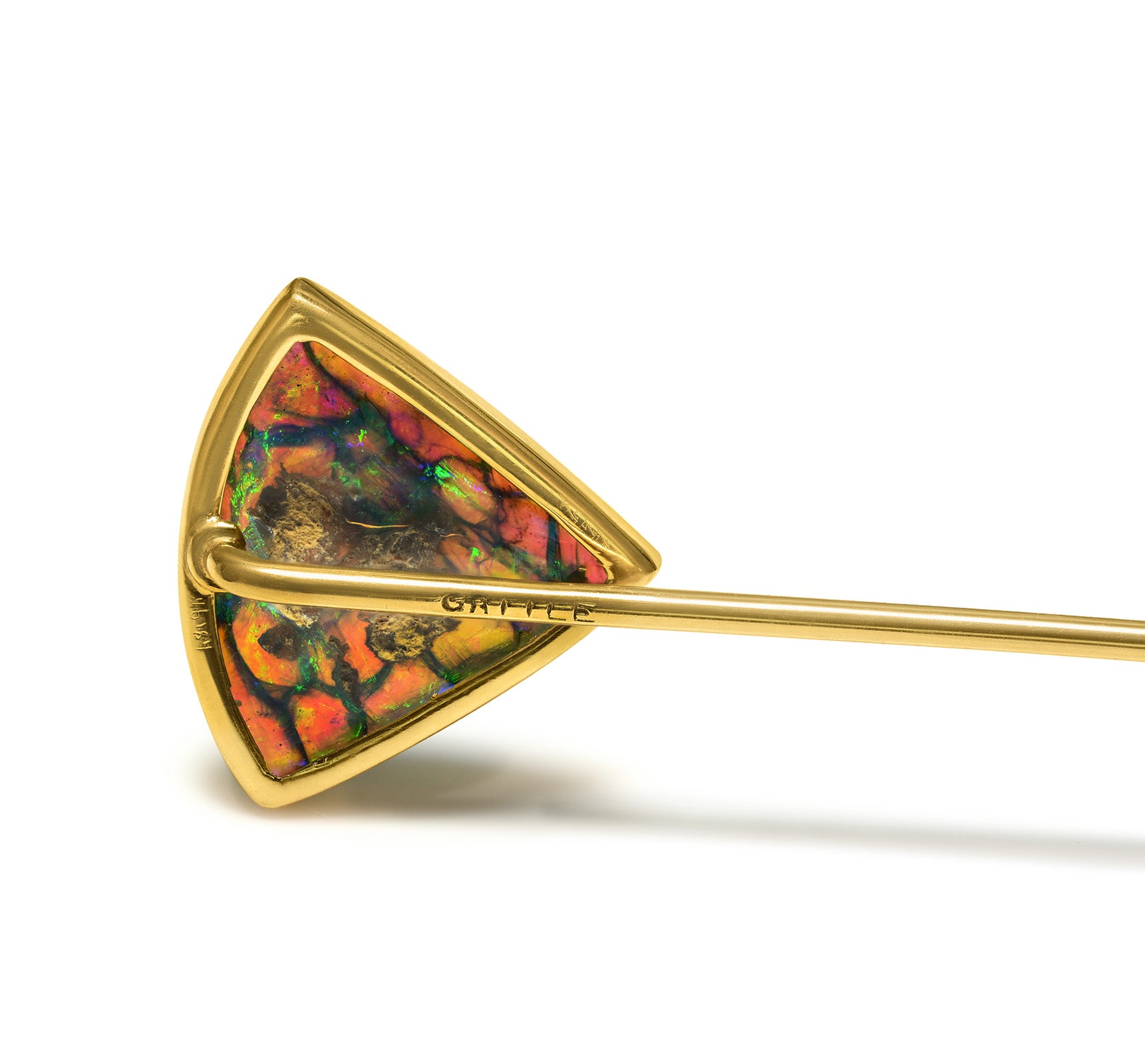 Gattle & Co. Hallamrk Black Opal 18K Gold Stick Pin