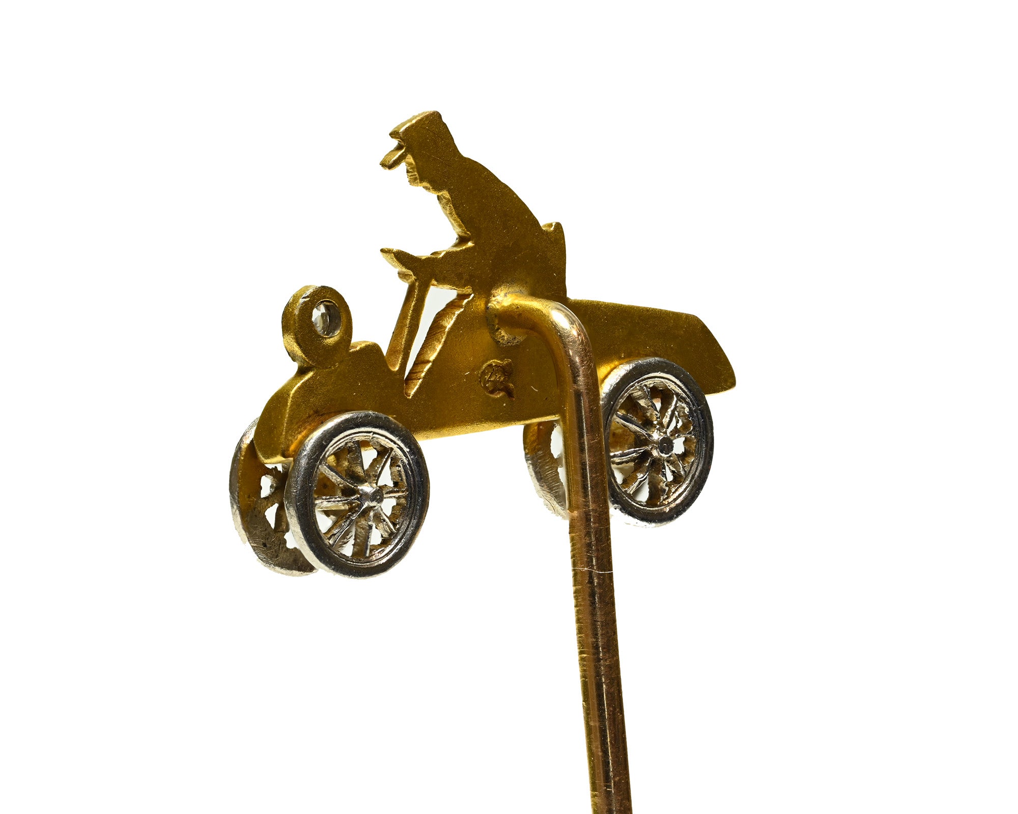 Antique Platinum and Gold Automobile Driver Stick Pin