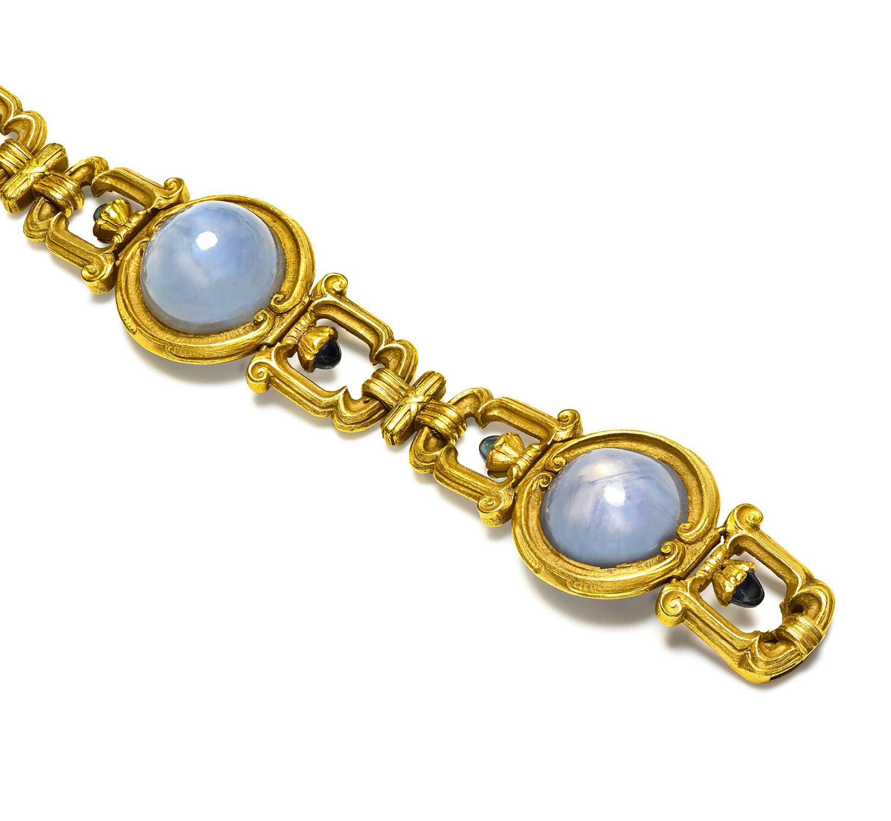 Antique Gothic Renaissance Revival Gold Star Sapphire Bracelet