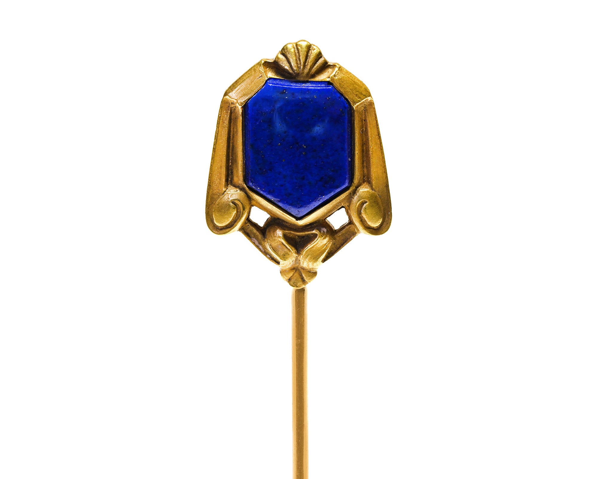 Hans Brassler Art Deco Gold Lapis Stick Pin