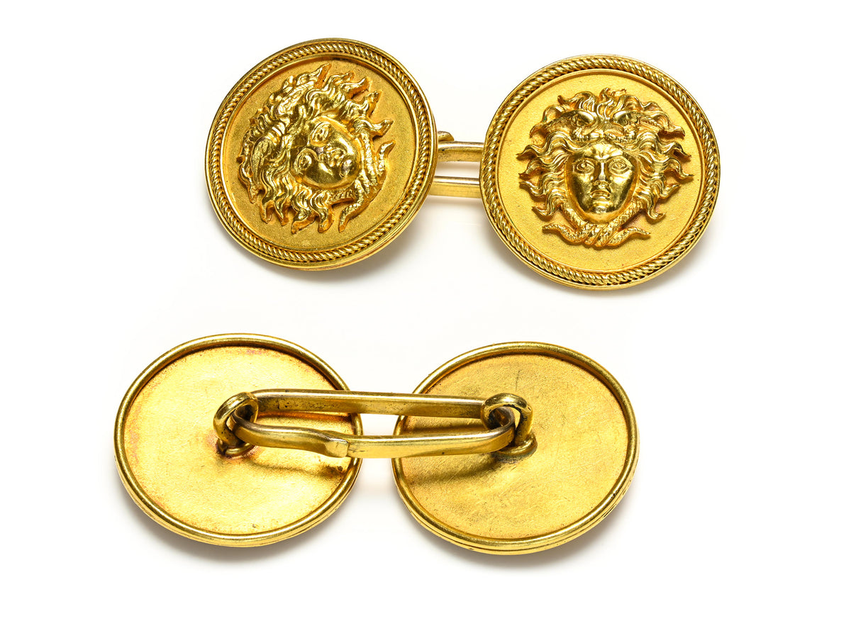 Antique Medusa 18K Yellow Gold Cufflinks