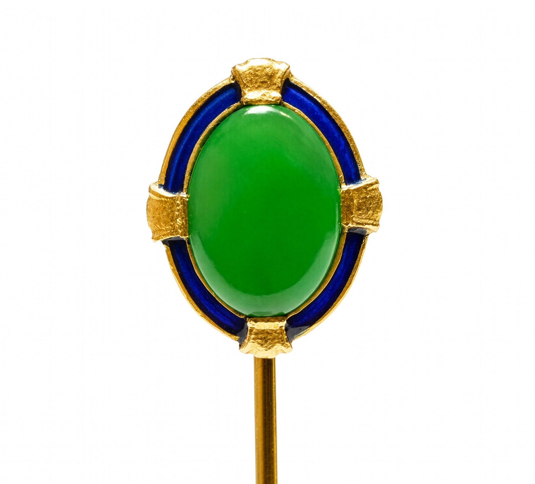 Tiffany Co. Jade Enamel 18K Gold Stick Pin