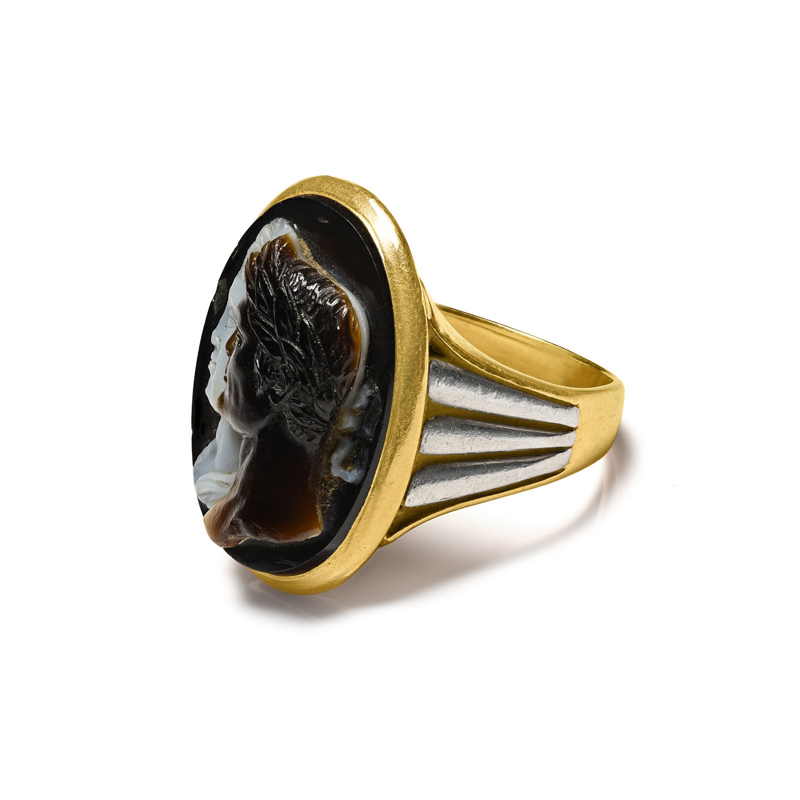 Victorian Gold Double-Face Cameo Ring with Classical Profiles