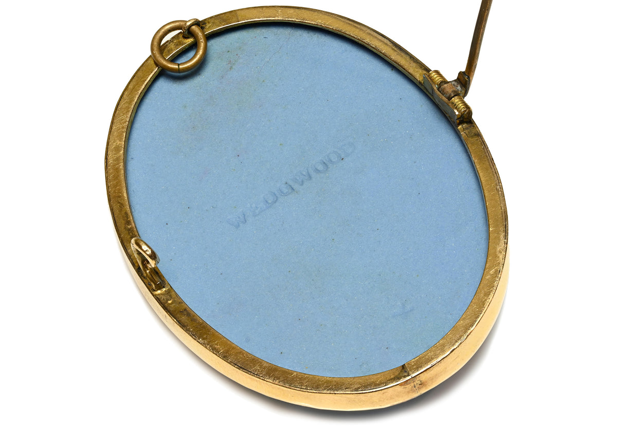 Wedgwood Jasperware Classical Scene Pendant Brooch Gold Frame