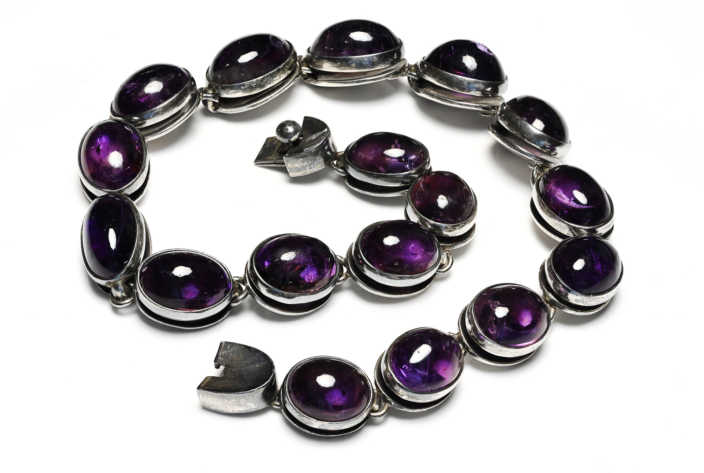 Antonio Pineda Silver Cabochon Amethyst Necklace