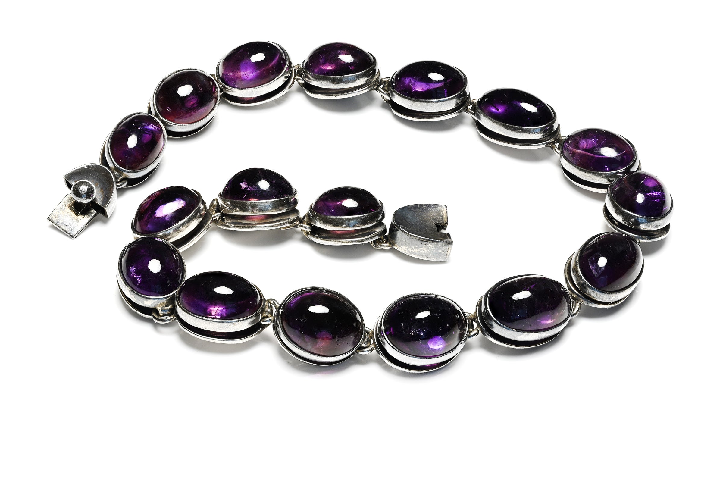 Antonio Pineda Silver and Cabochon Amethyst Necklace