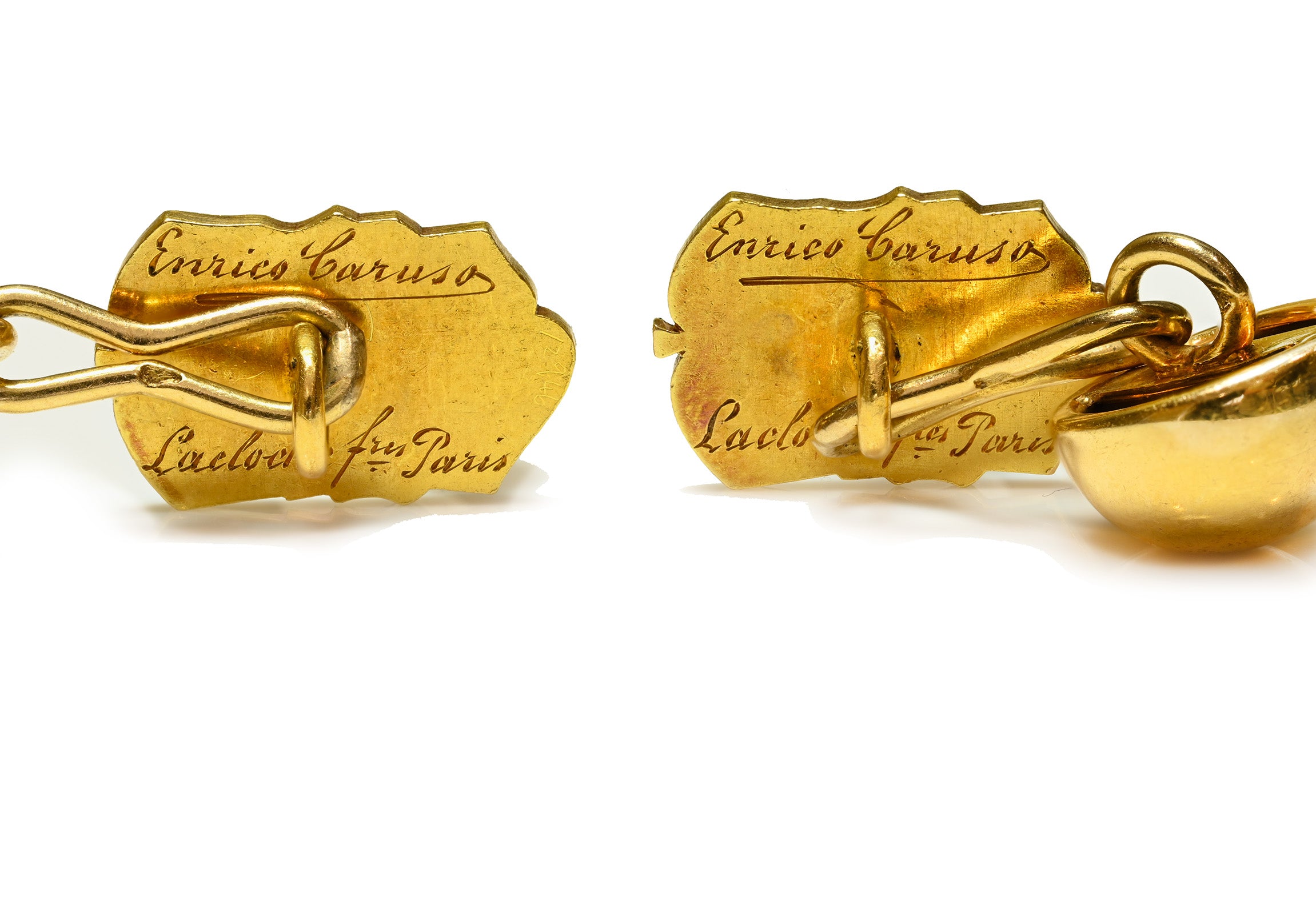 Art Deco Enrico Caruso Gold & Enamel Cufflinks by Lacloche Frères