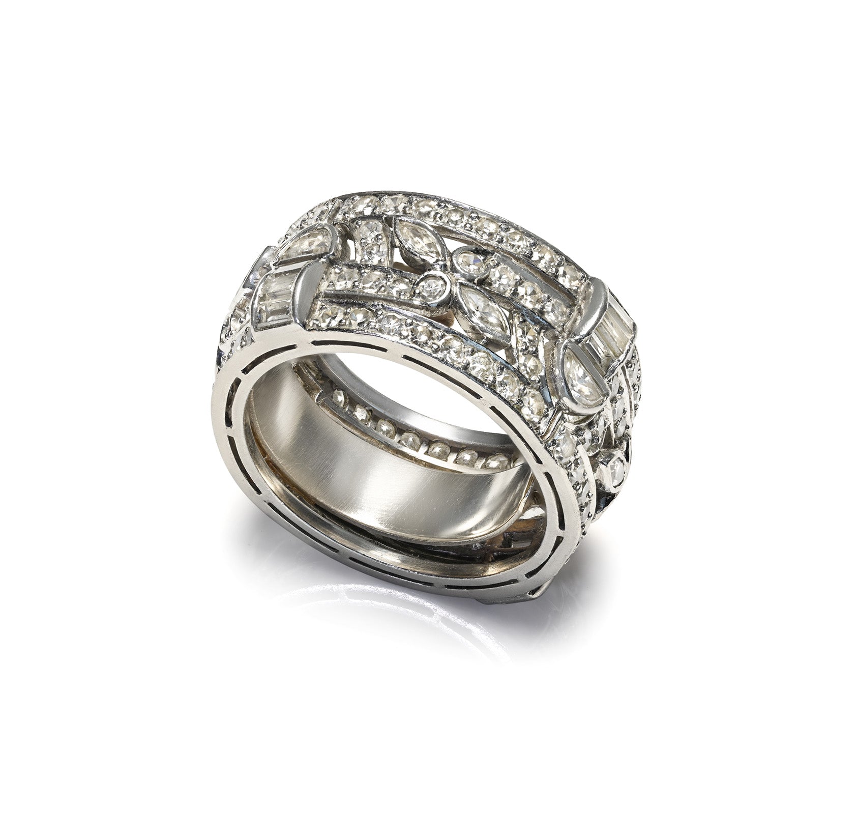 Art Deco Platinum Multi-Diamond Eternity Band Ring