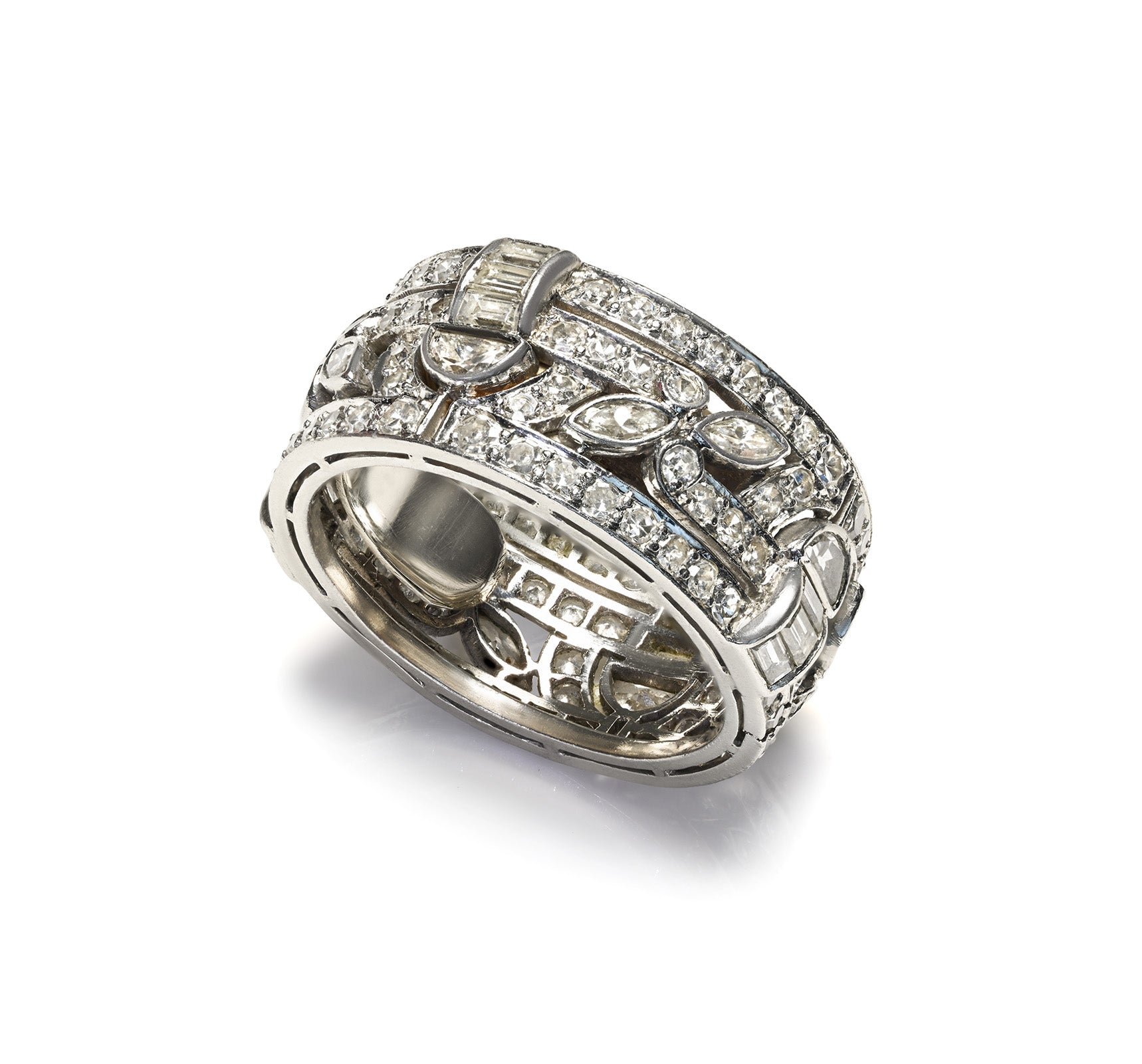 Art Deco Platinum Diamond Eternity Band Ring Wide