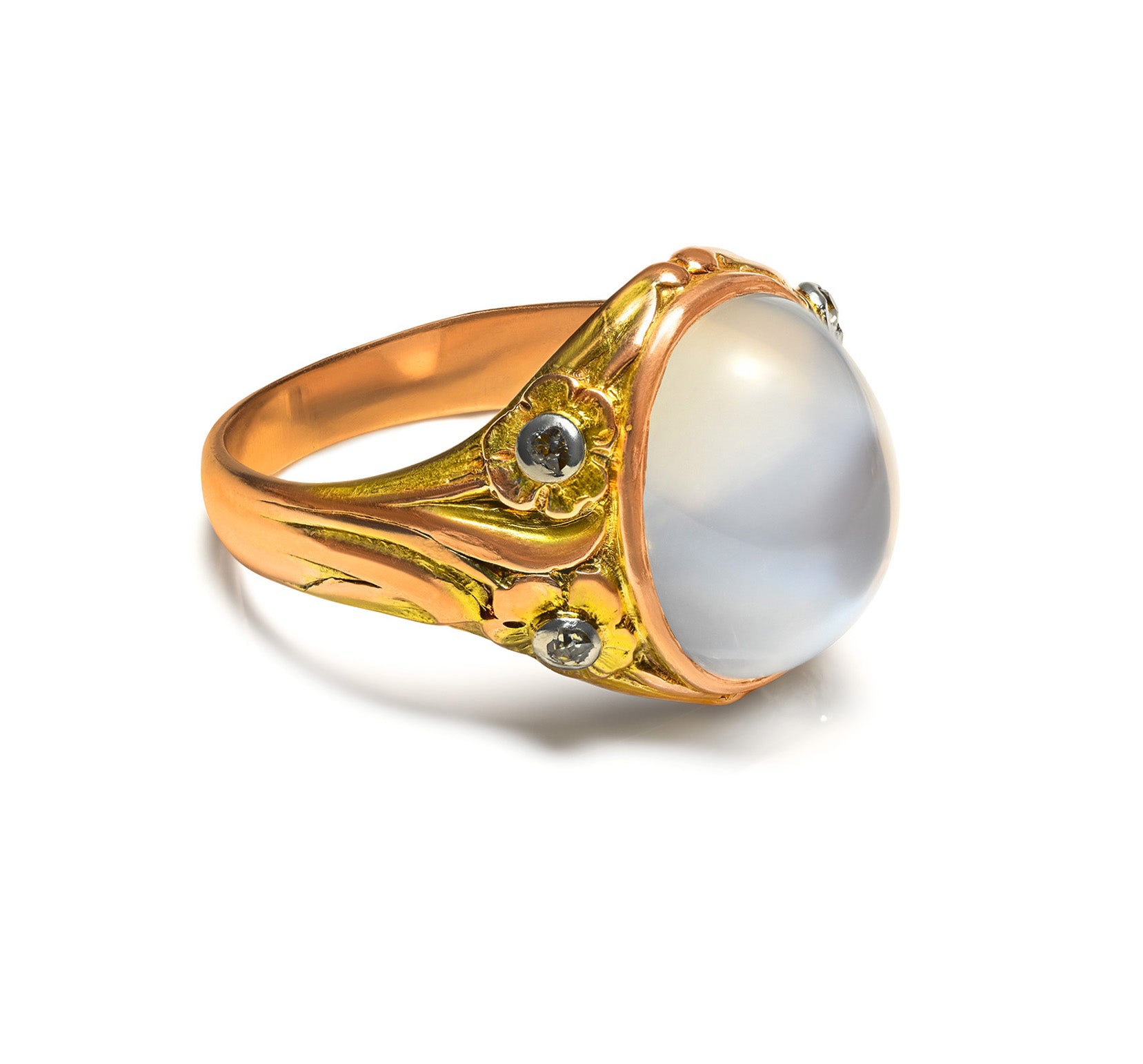Carter Howe Co Carter, Gough Co. Moonstone Diamond Gold ring art nouveau