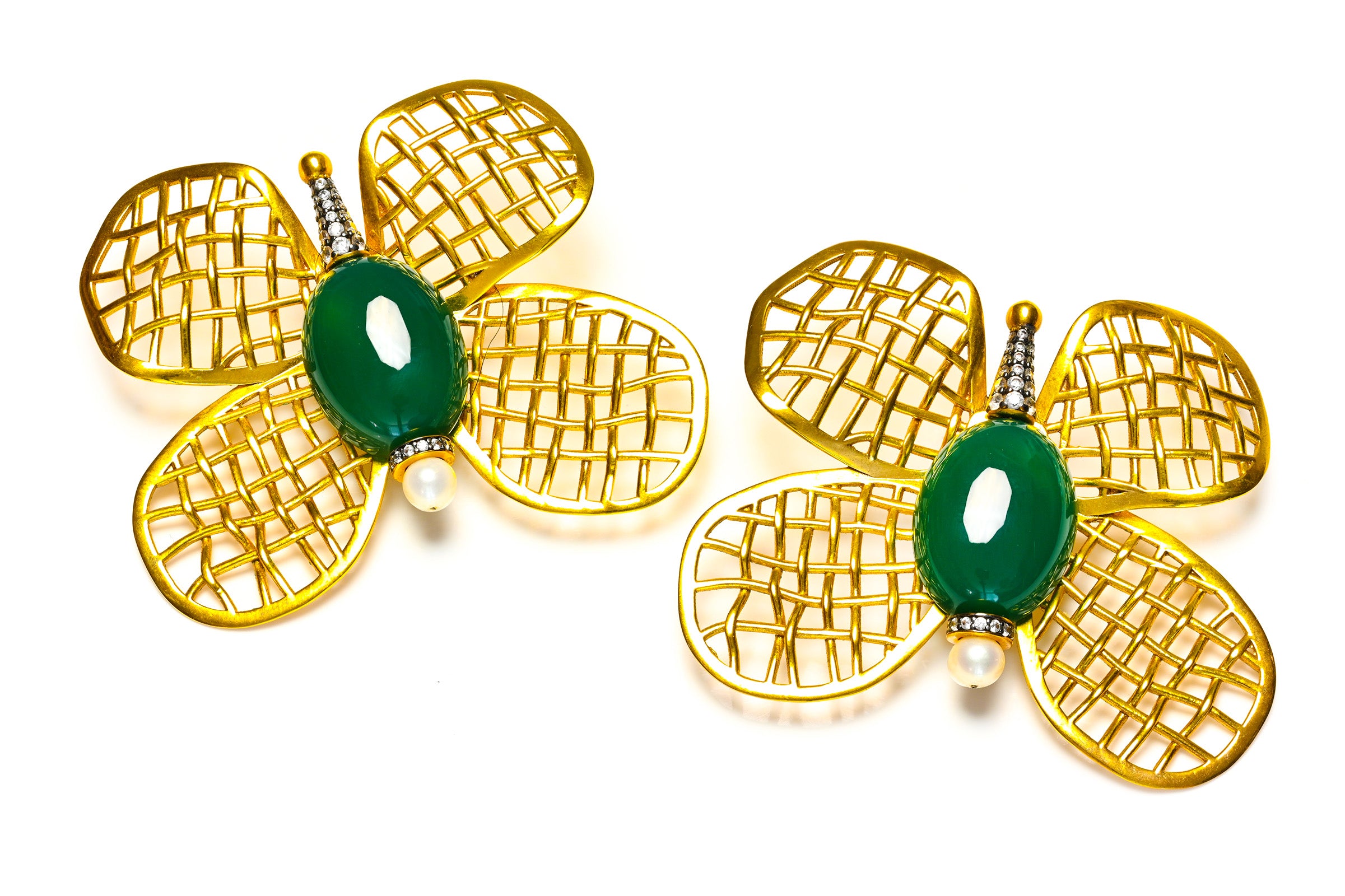 Begum Khan Gold Plated Pearl Magic Butterfly Earrings