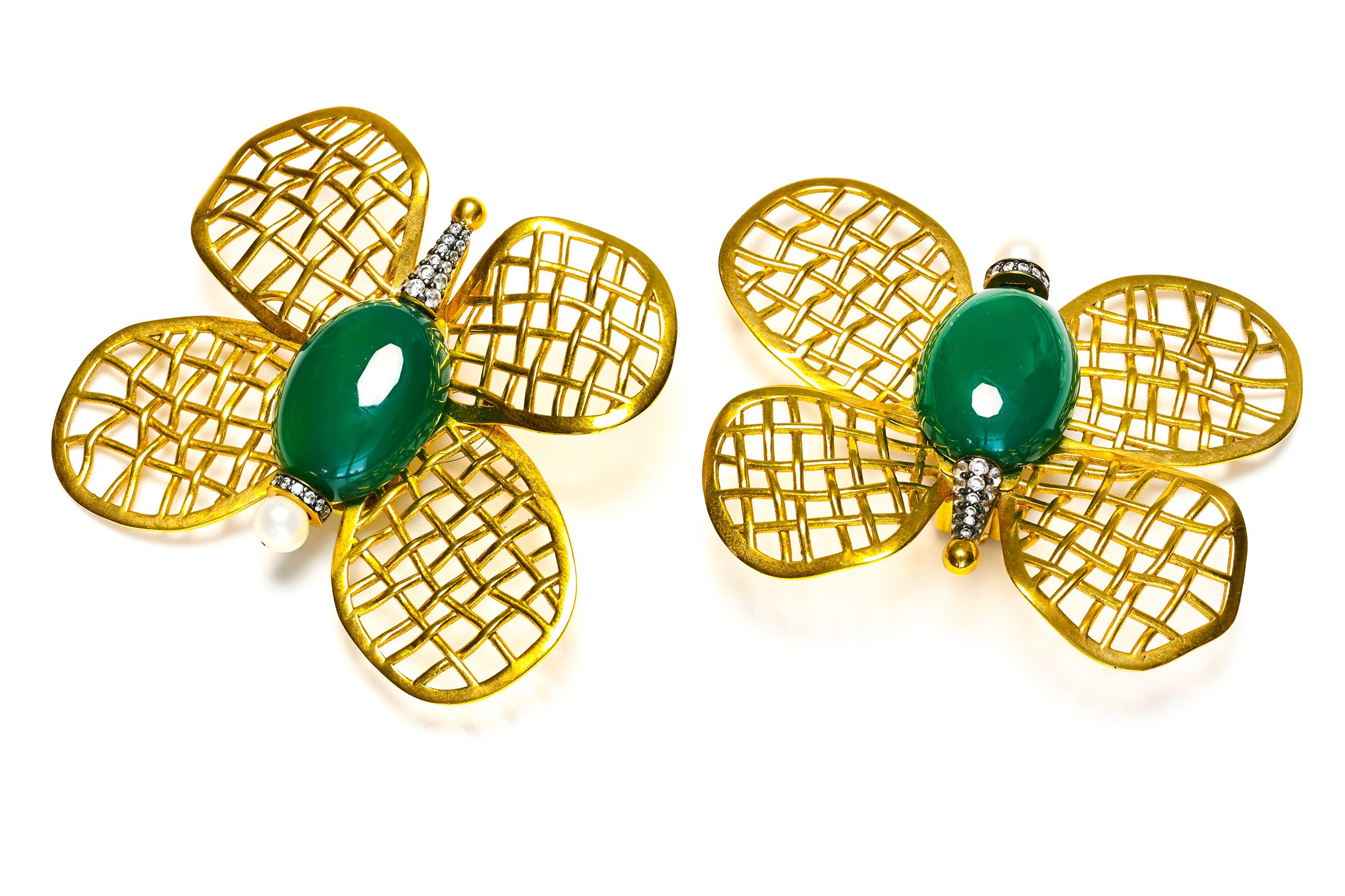 Begum Khan Pearl Jade Magic Butterfly Earrings