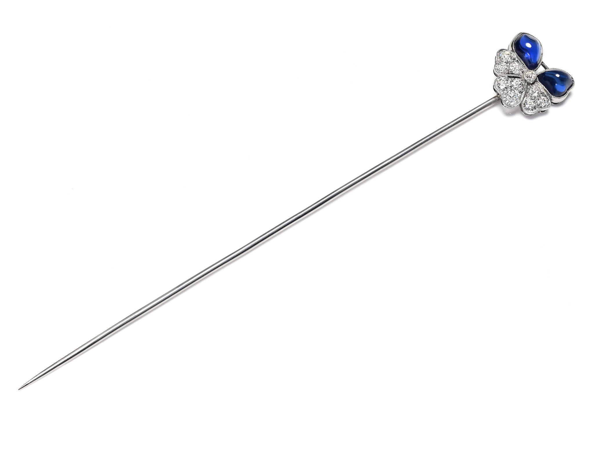 Belle Époque Unheated Burma Sapphire and Diamond Hat Pin French