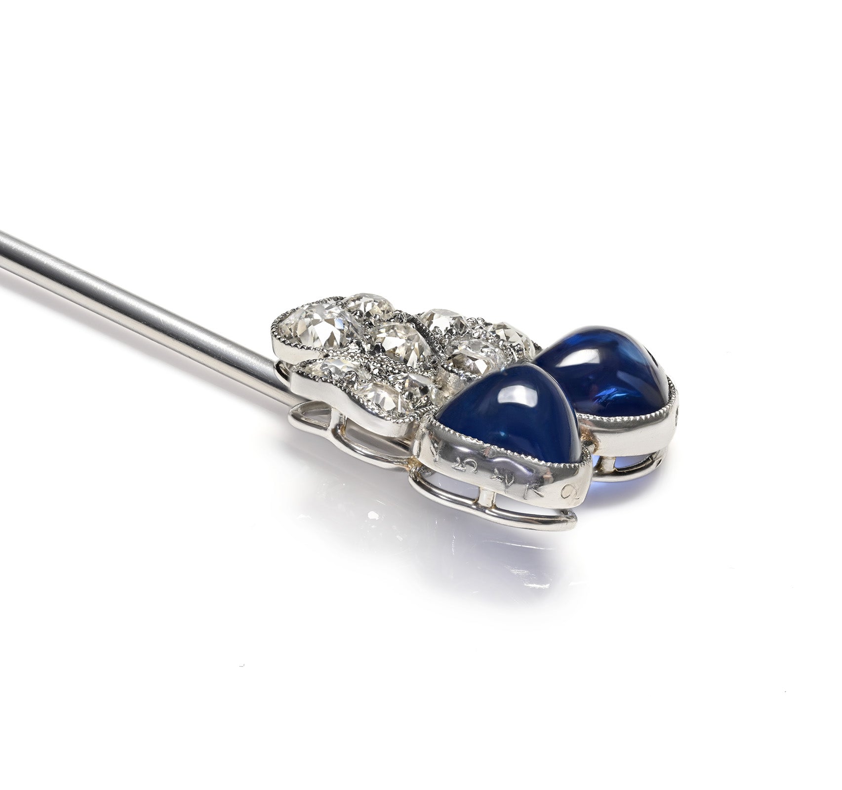 Belle Époque Unheated Burma Sapphire and Diamond Hat Pin Serial Number