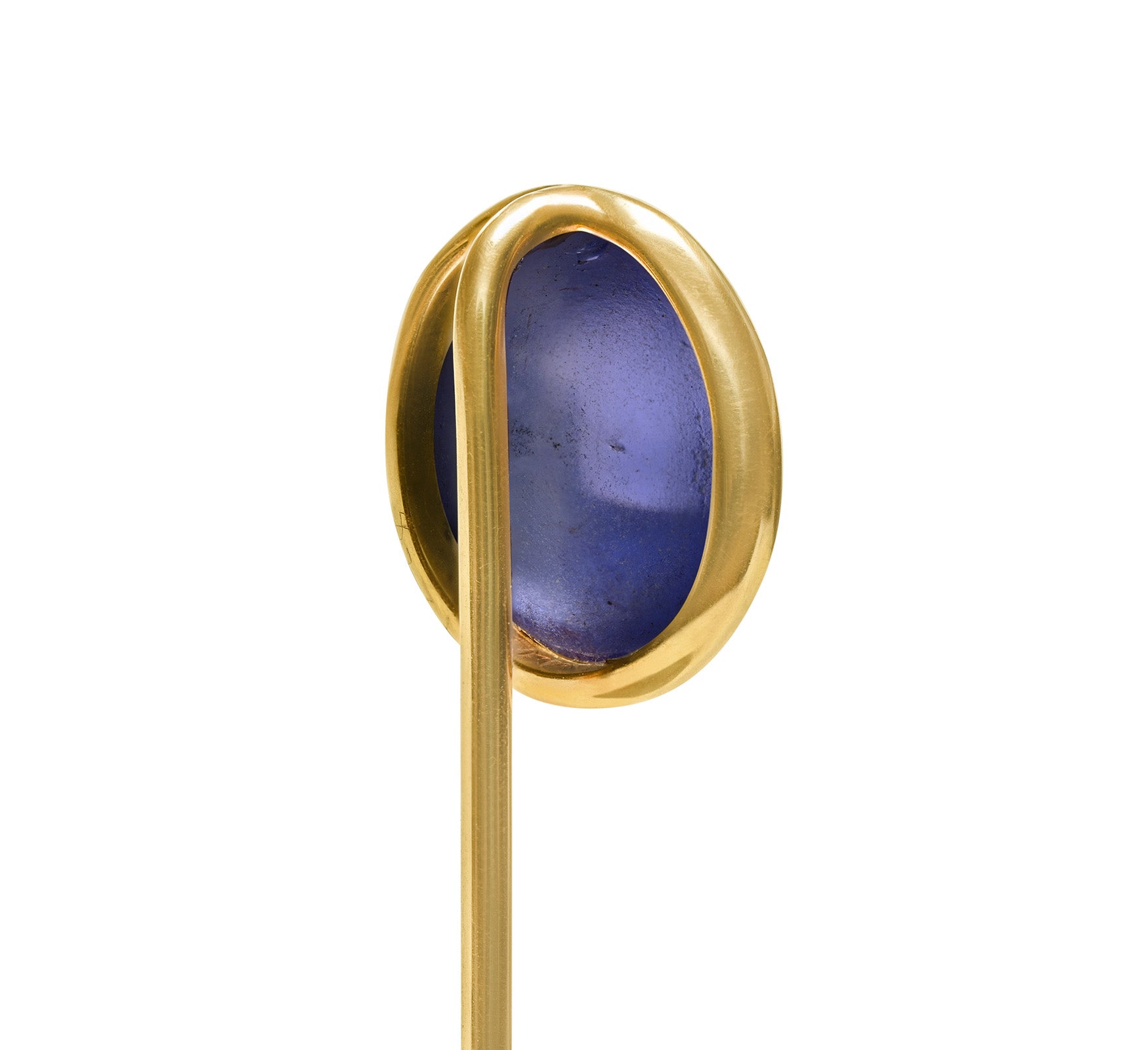Antique Black Starr & Frost Ceylon Sapphire Gold Stick Pin AGL Certificate
