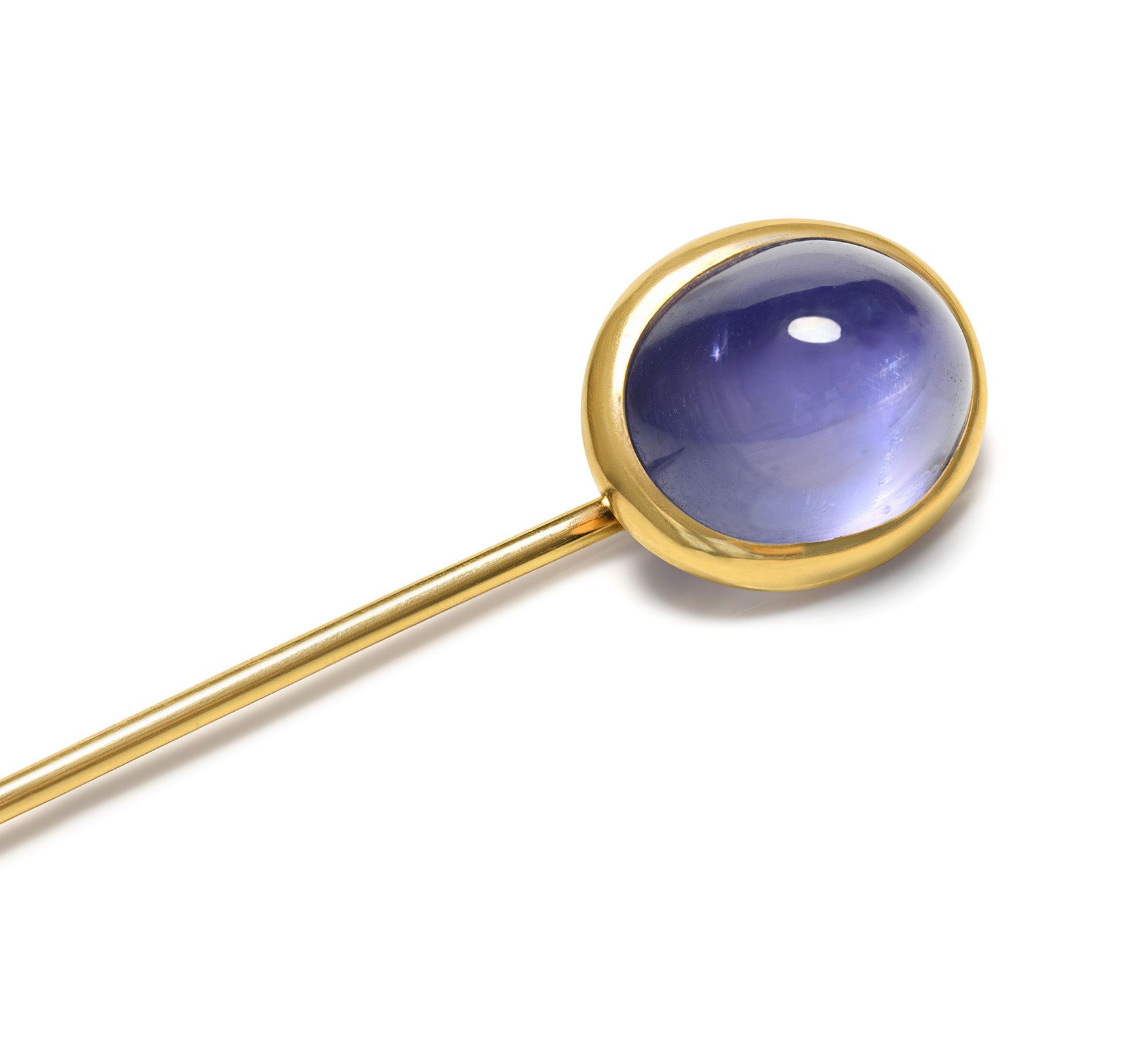 Black Starr & Frost Unheated Ceylon Sapphire Gold Pin 8 Carats Antique