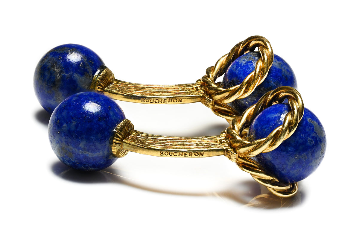 Boucheron 18K Gold Lapis Cufflinks