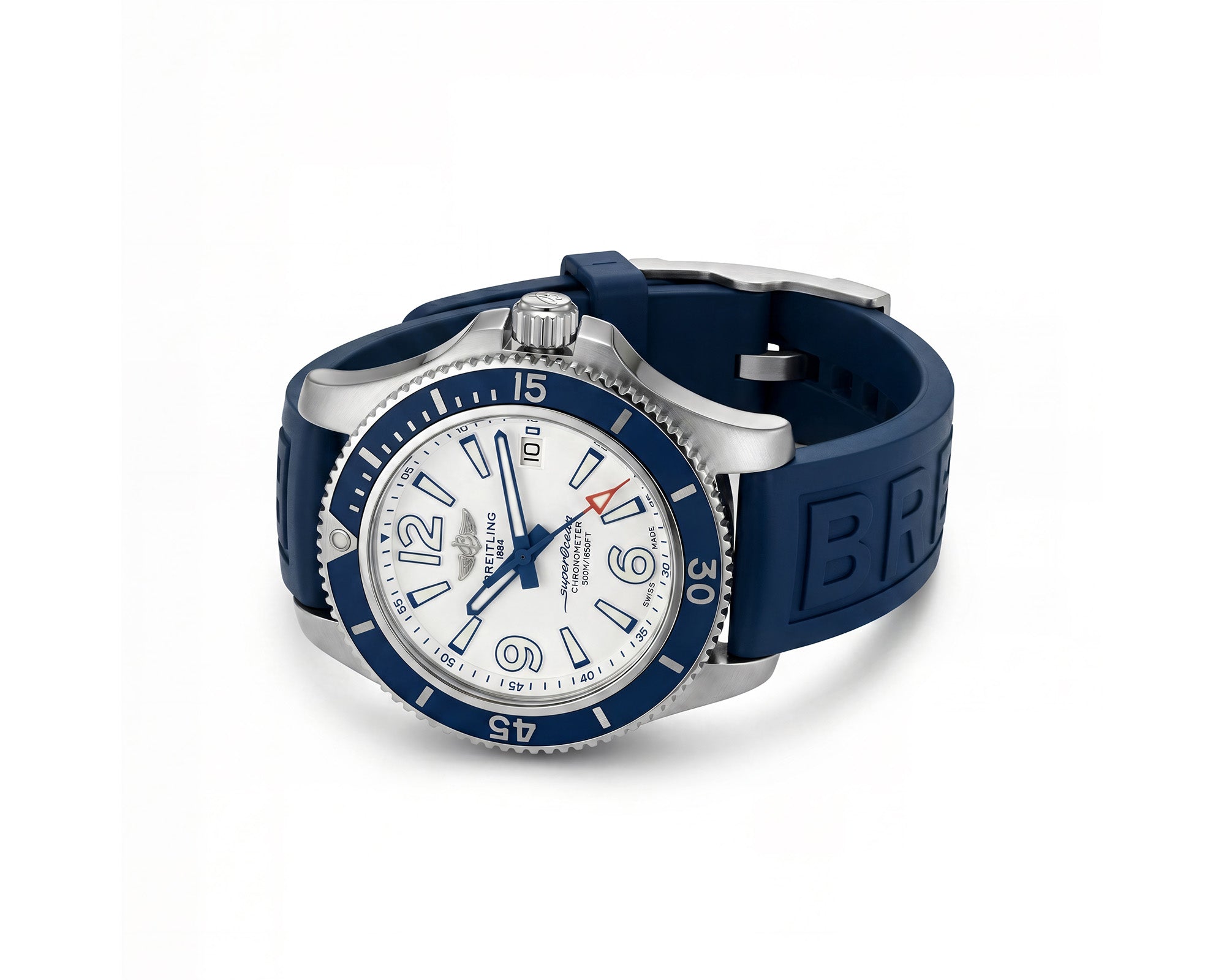 Diver Breitling Superocean Automatic 42 Blue Rubber Strap Watch A17366