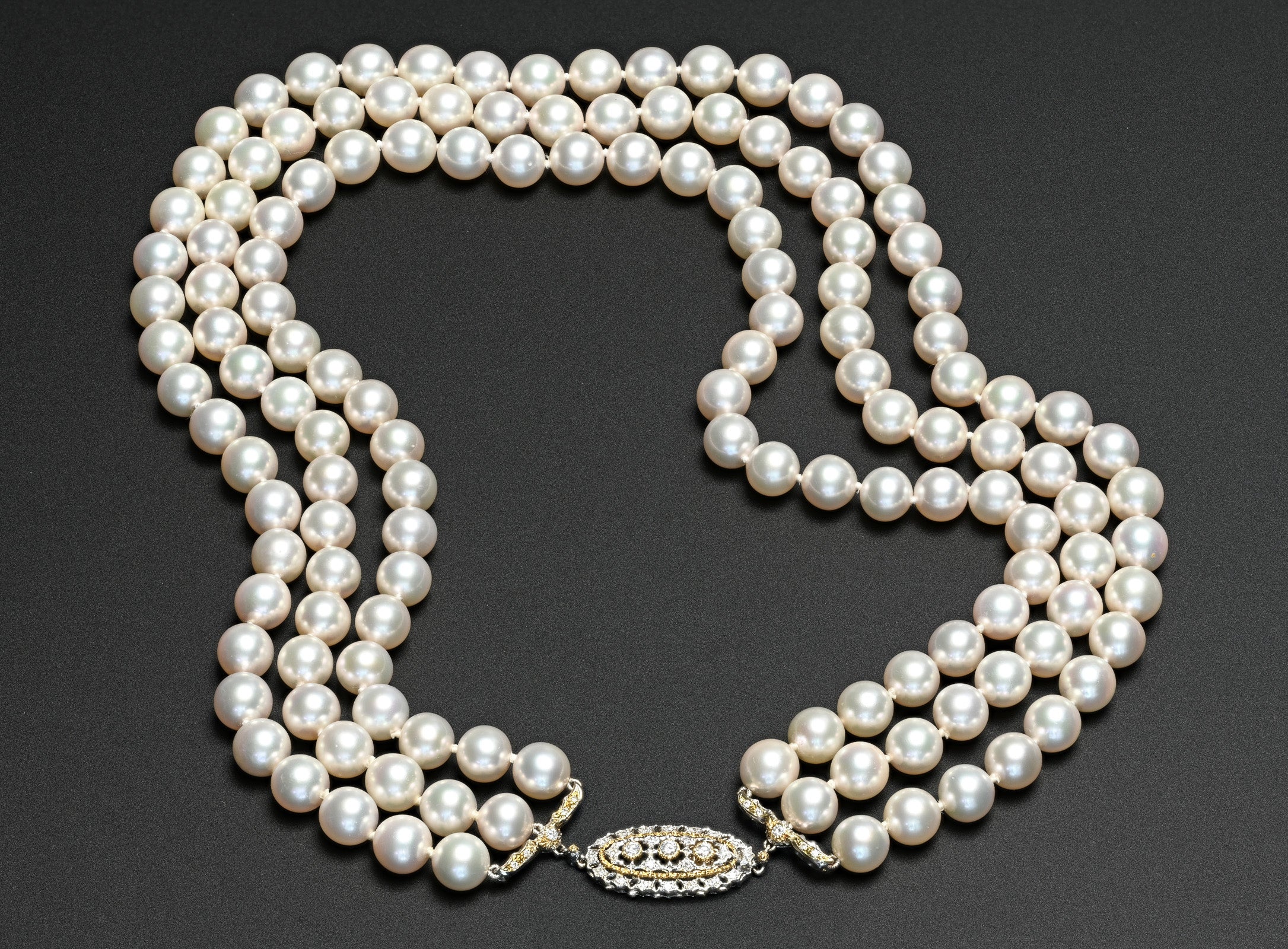 Buccellati Pearl Diamond Gold Necklace