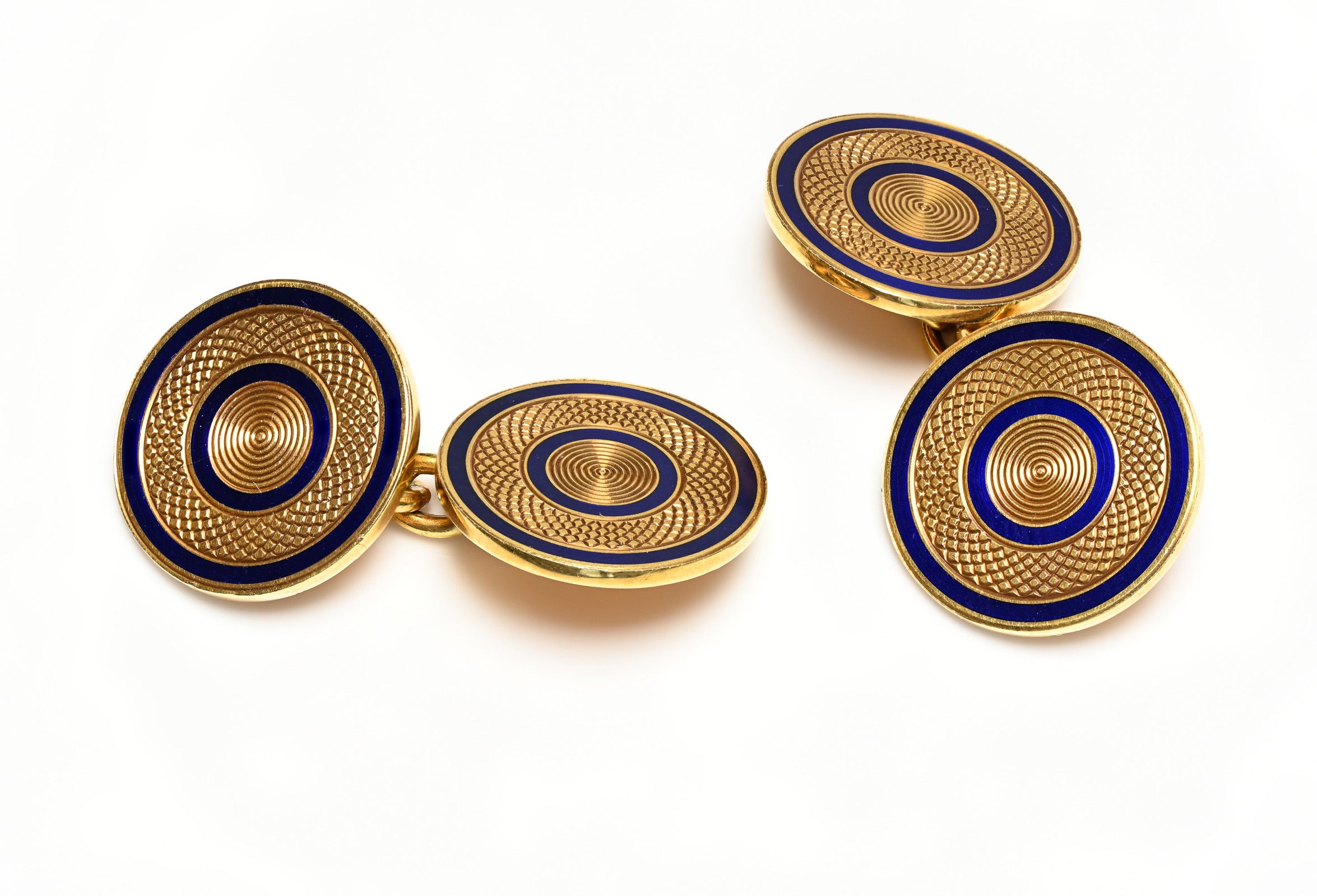 Bulgari Bvlgari 18K Gold Blue Enamel Cufflinks